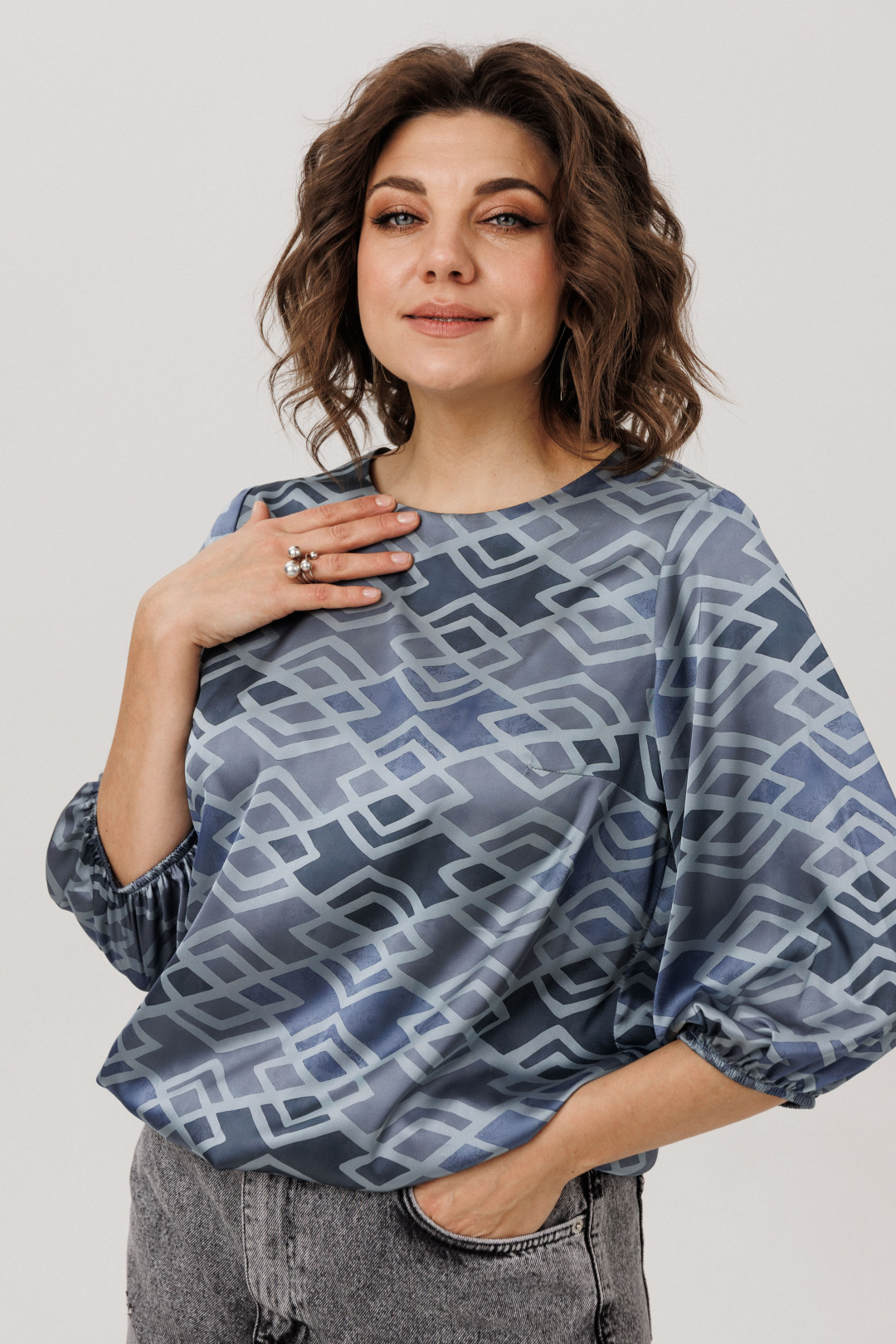 Блузка ANELLI LAUREL 1779-1 аронианский синий - фото 3