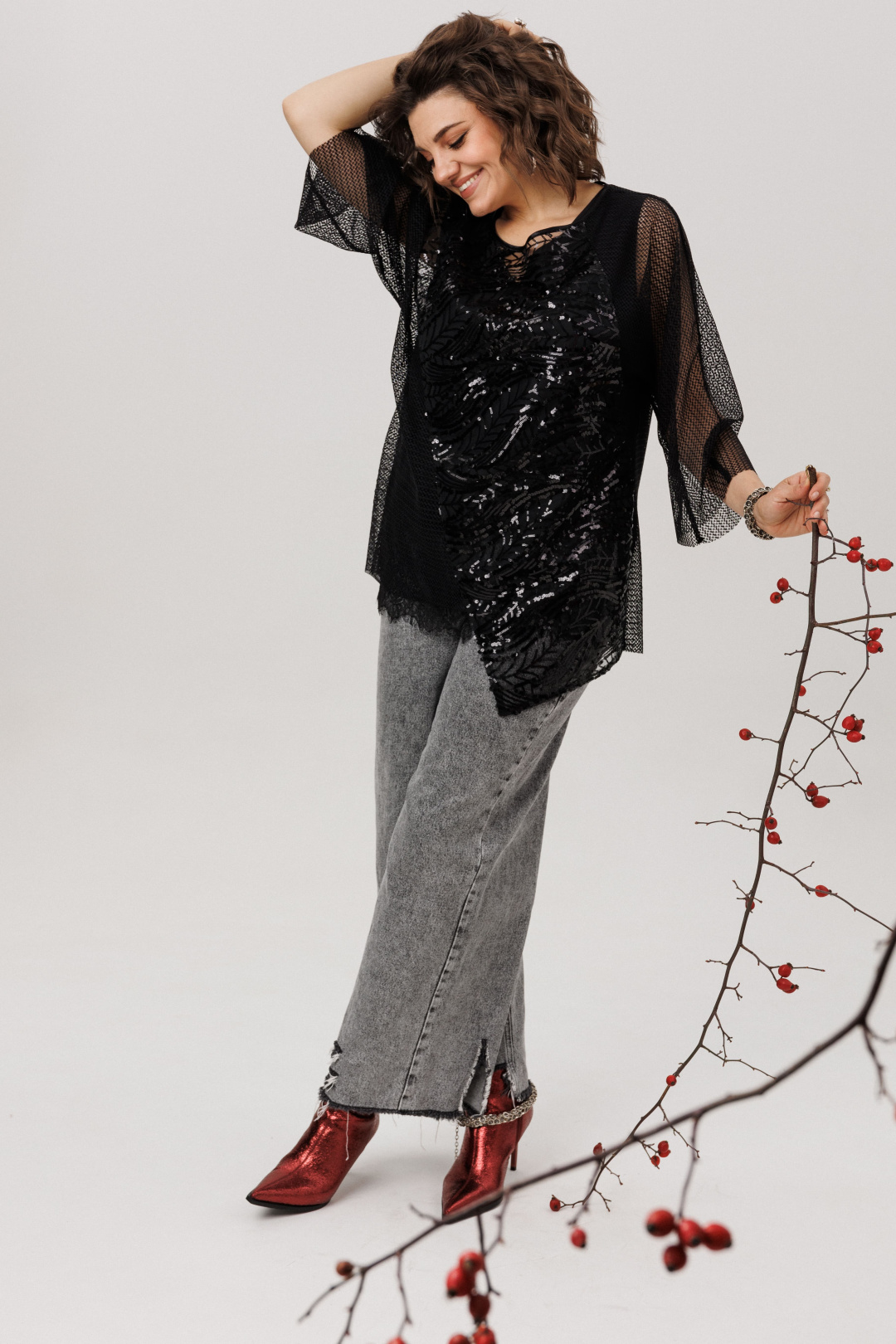 Блузка ANELLI LAUREL 1781 черный авантюрин - фото 2