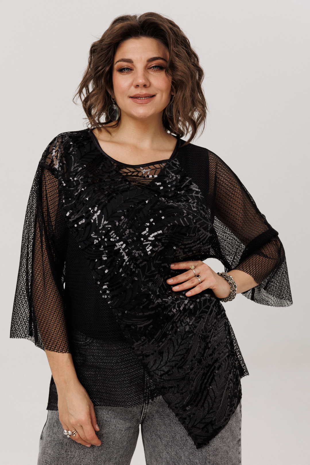 Блузка ANELLI LAUREL 1781 черный авантюрин - фото 3