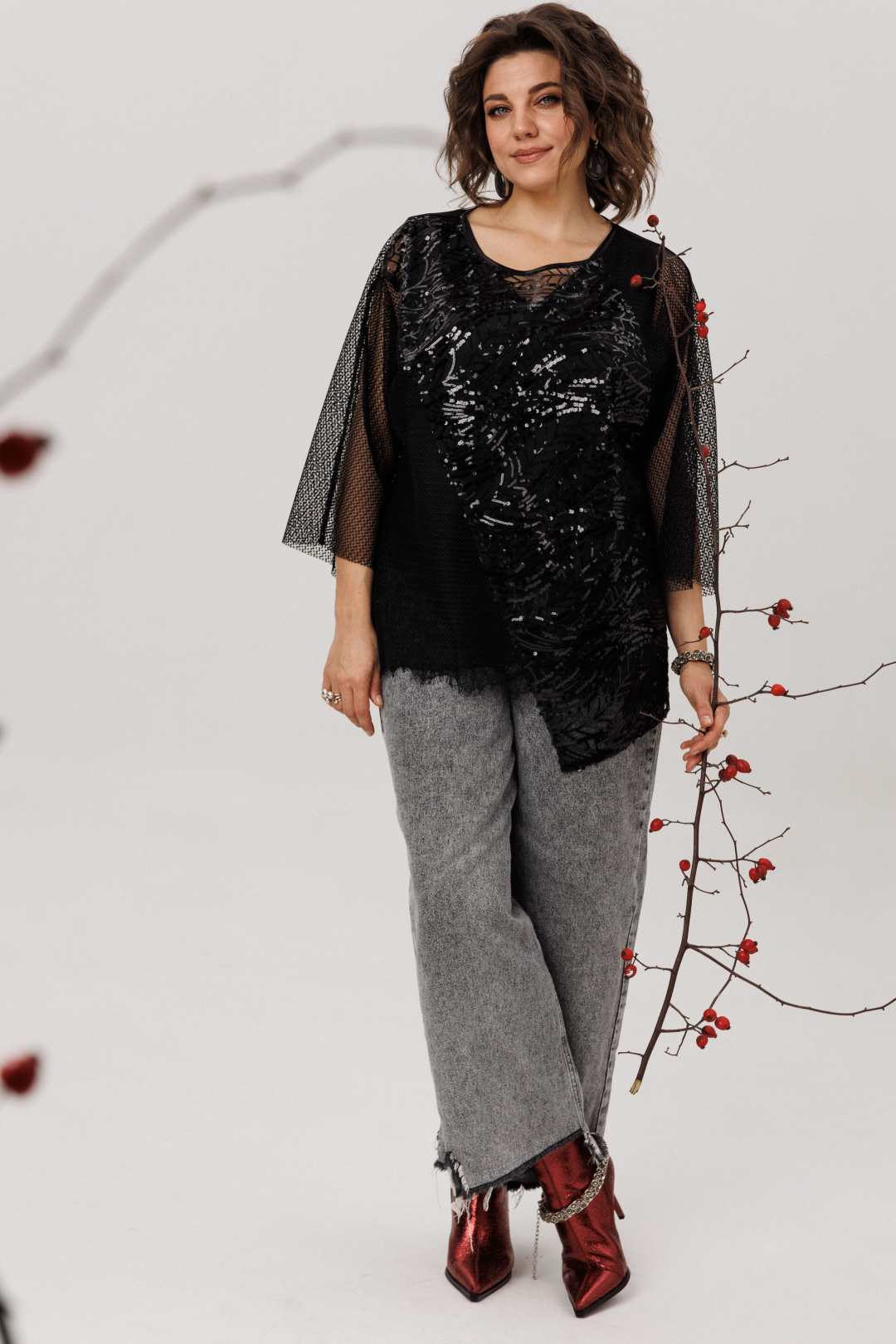 Блузка ANELLI LAUREL 1781 черный авантюрин - фото 6