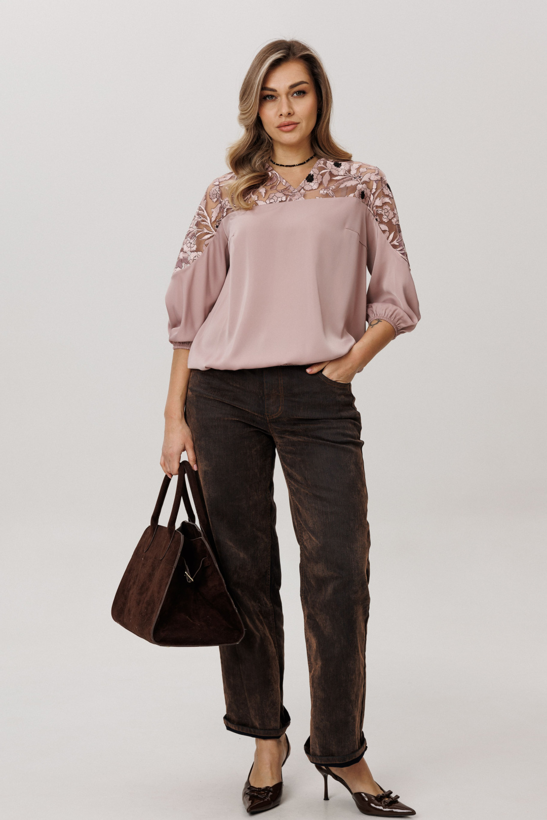 Блузка ANELLI LAUREL 1790-1 пудровый твист - фото 2