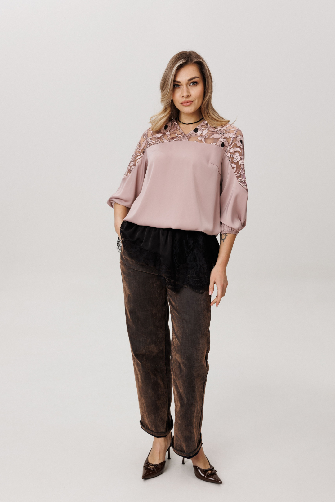 Блузка ANELLI LAUREL 1790-1 пудровый твист
