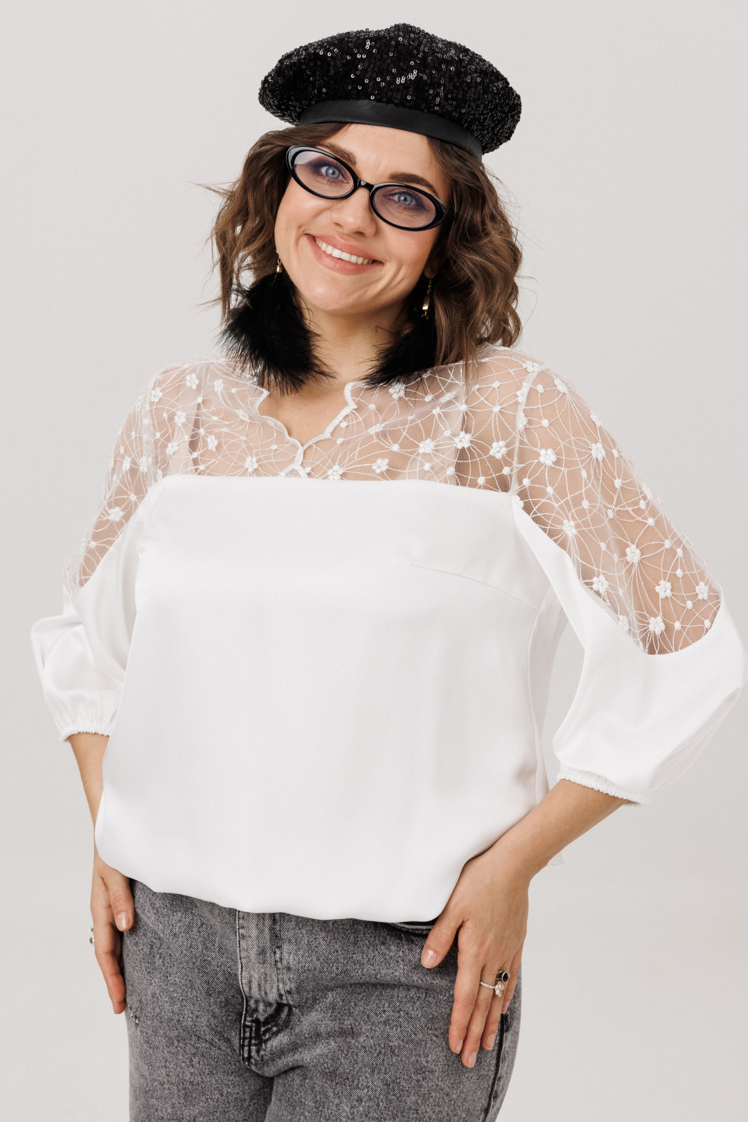 Блузка ANELLI LAUREL 1790 фарфоровое кружево - фото 1