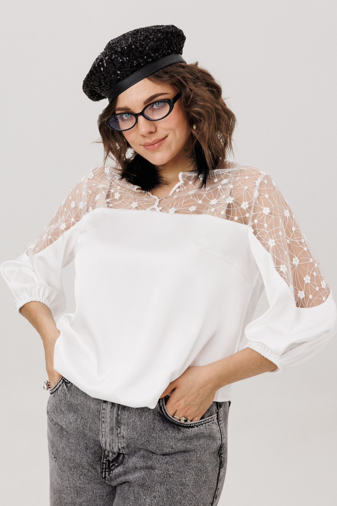 Блузка ANELLI LAUREL 1790 фарфоровое кружево