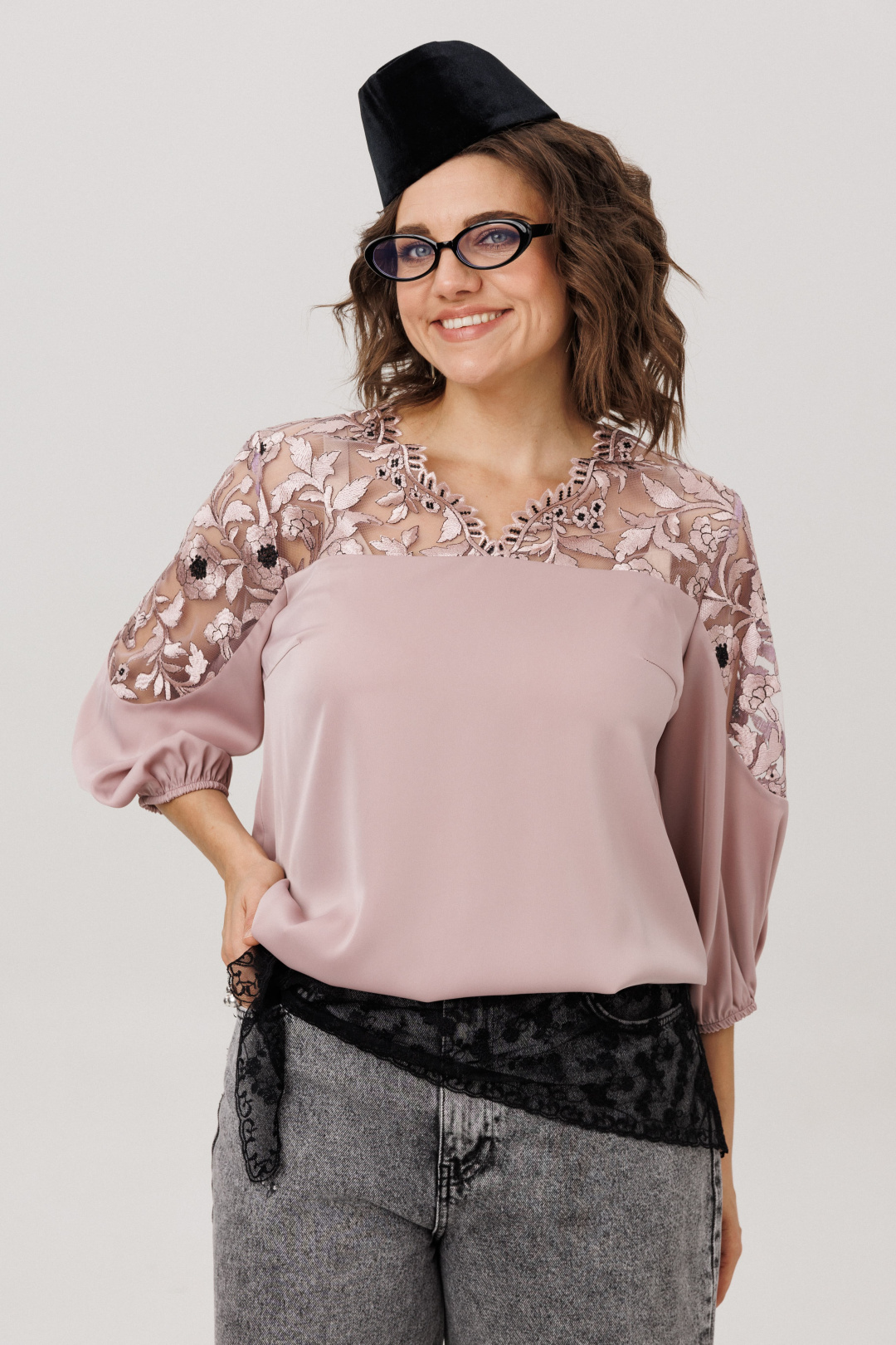 Блузка ANELLI LAUREL 1790 пудровая вуаль - фото 2