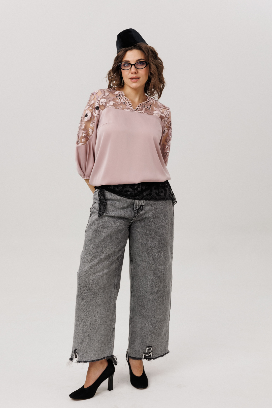 Блузка ANELLI LAUREL 1790 пудровая вуаль - фото 3