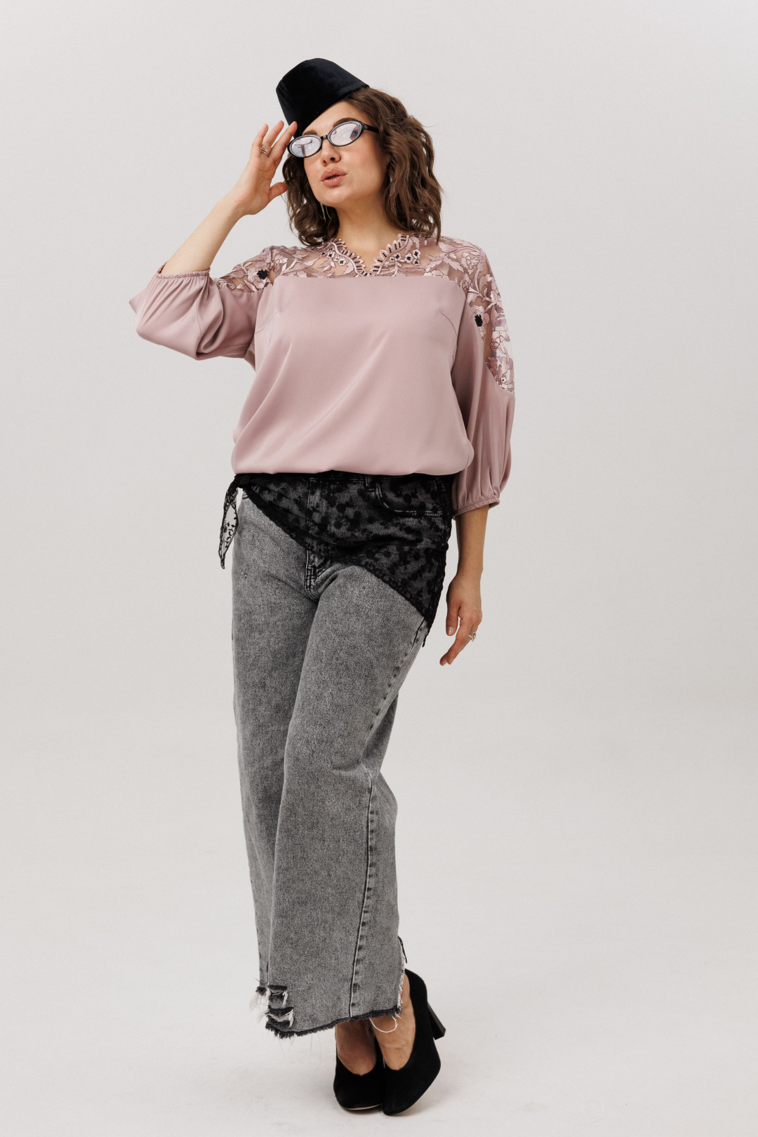 Блузка ANELLI LAUREL 1790 пудровая вуаль