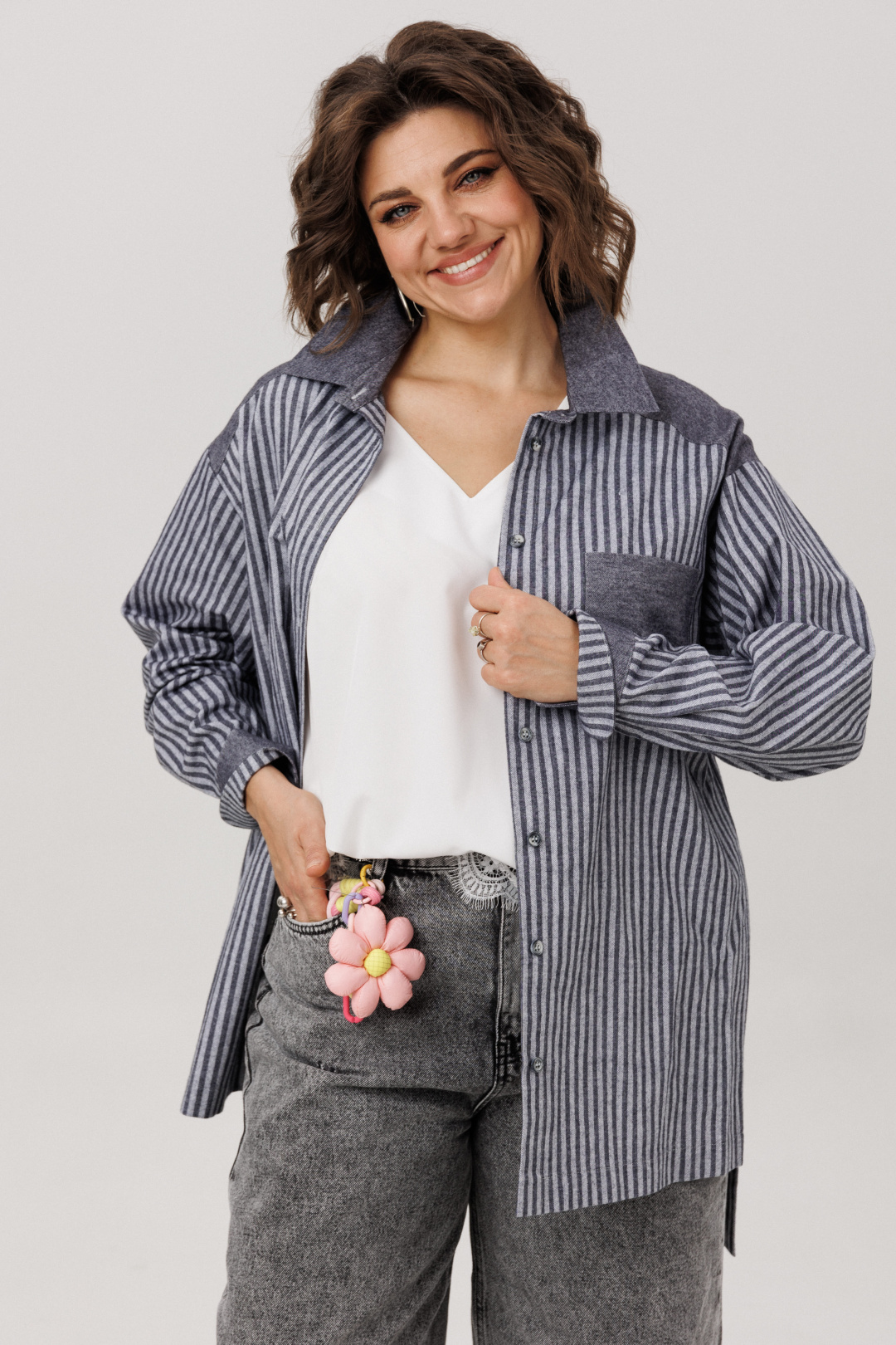 Рубашка ANELLI LAUREL 1800 пепельный туман - фото 1