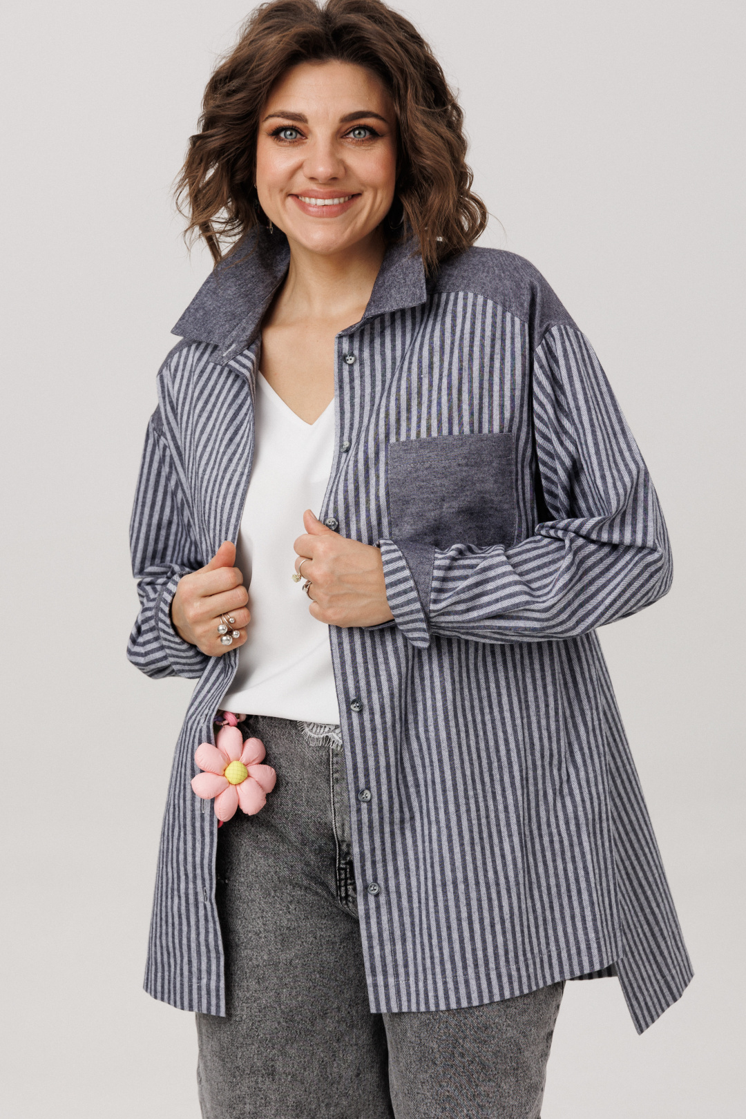 Рубашка ANELLI LAUREL 1800 пепельный туман - фото 1