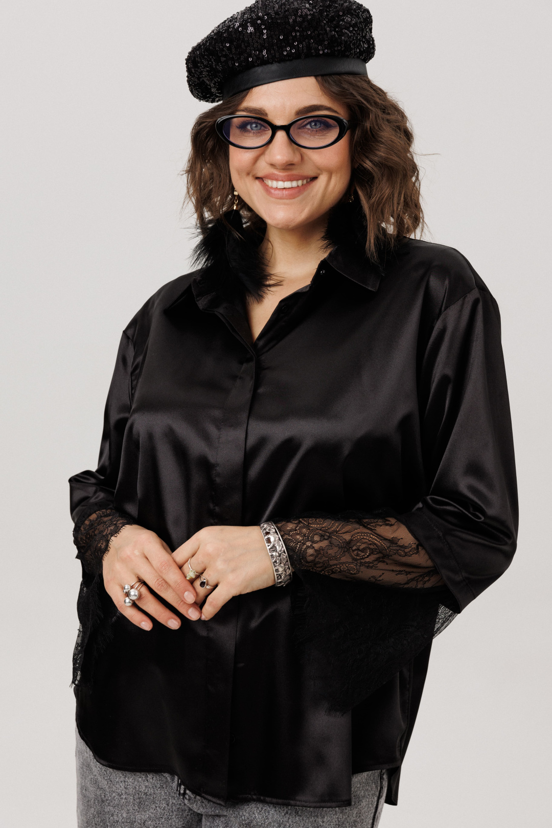 Рубашка ANELLI LAUREL 1801 угольный шелк - фото 4