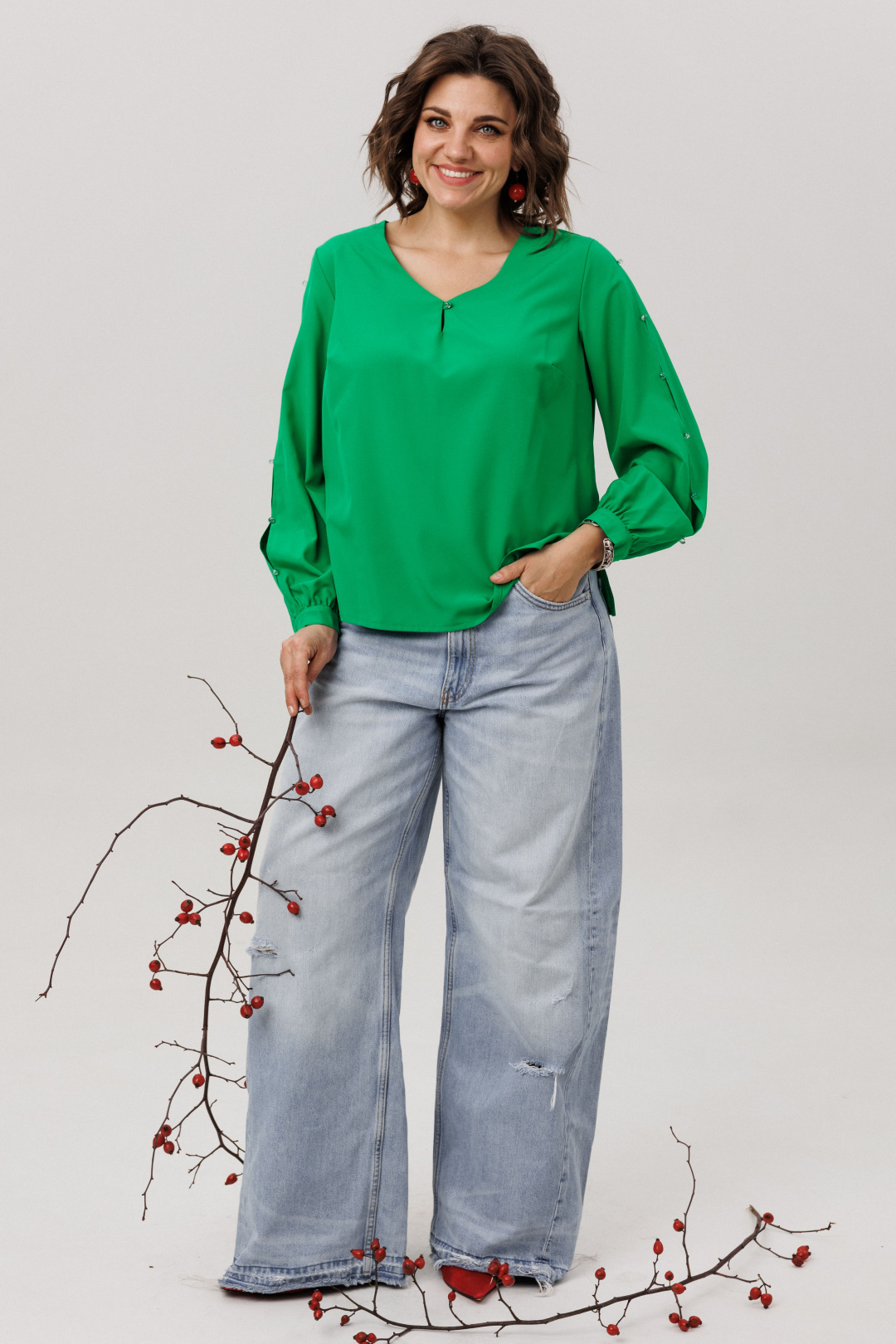 Блузка ANELLI LAUREL 1802 тот самый зеленый - фото 3