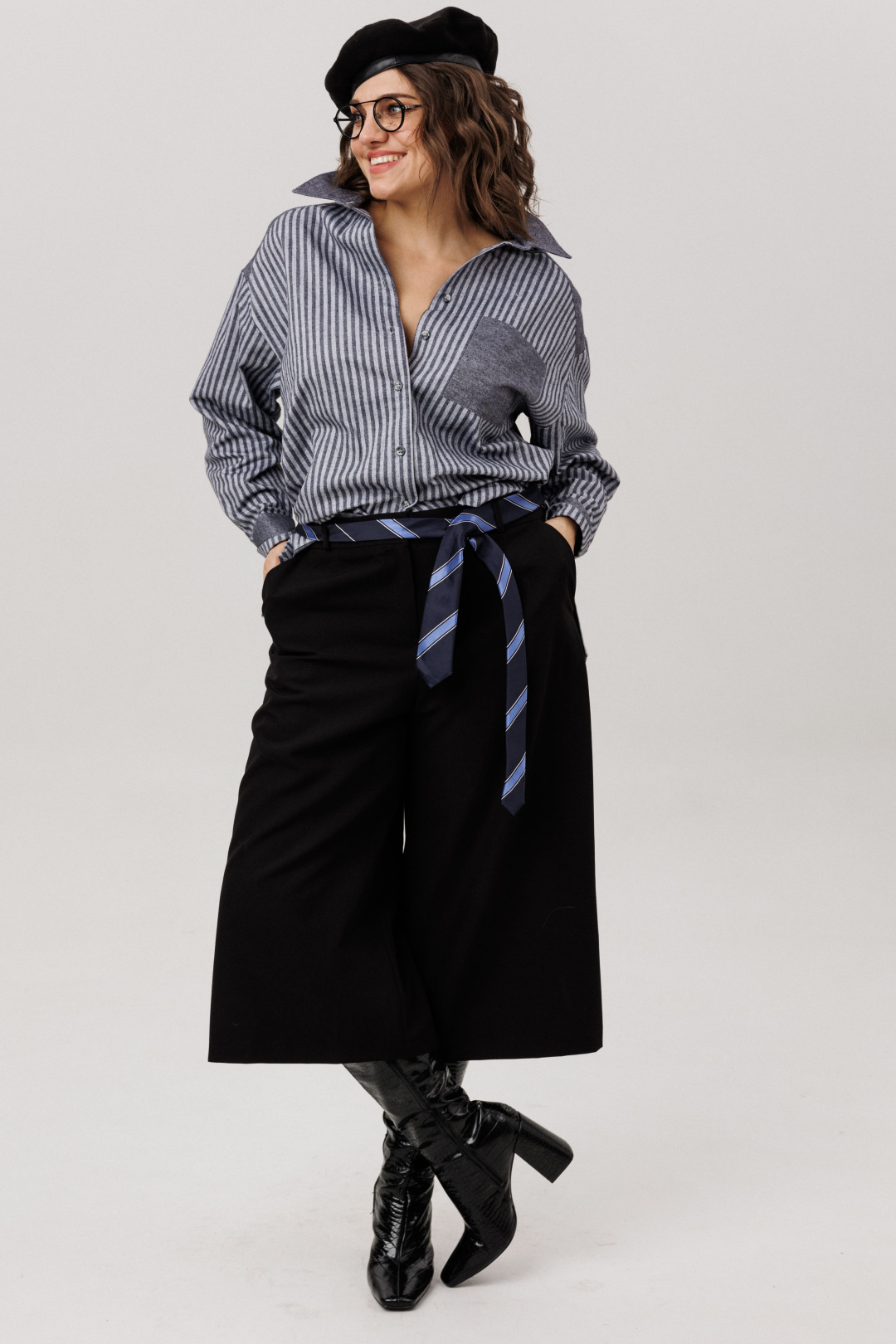 Брюки-кюлоты ANELLI LAUREL 1803 черная материя - фото 1