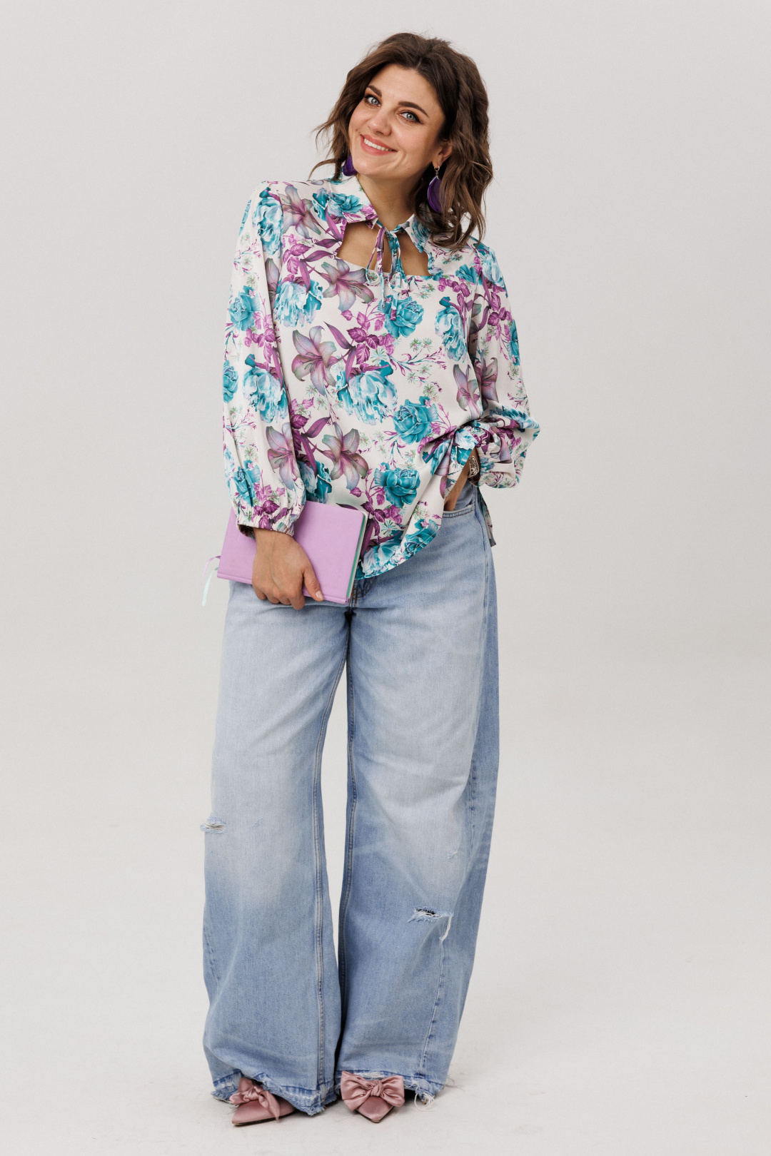 Блузка ANELLI LAUREL 1806 розы лилии пионы - фото 2