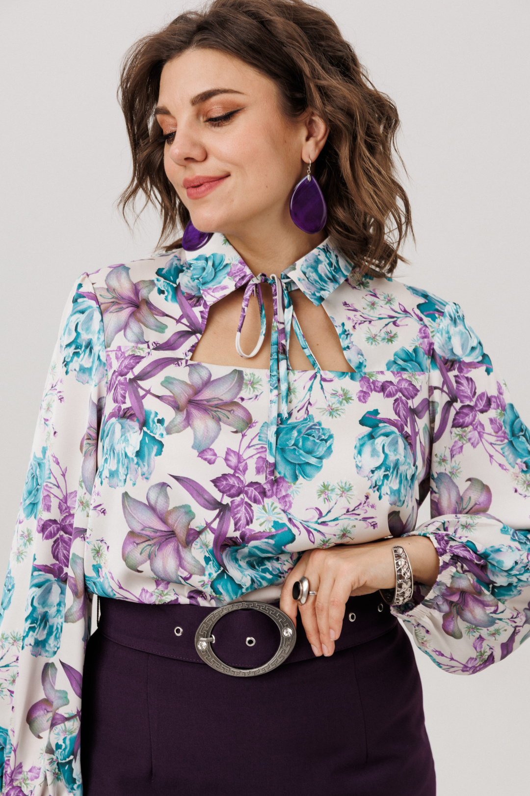 Блузка ANELLI LAUREL 1806 розы лилии пионы - фото 5