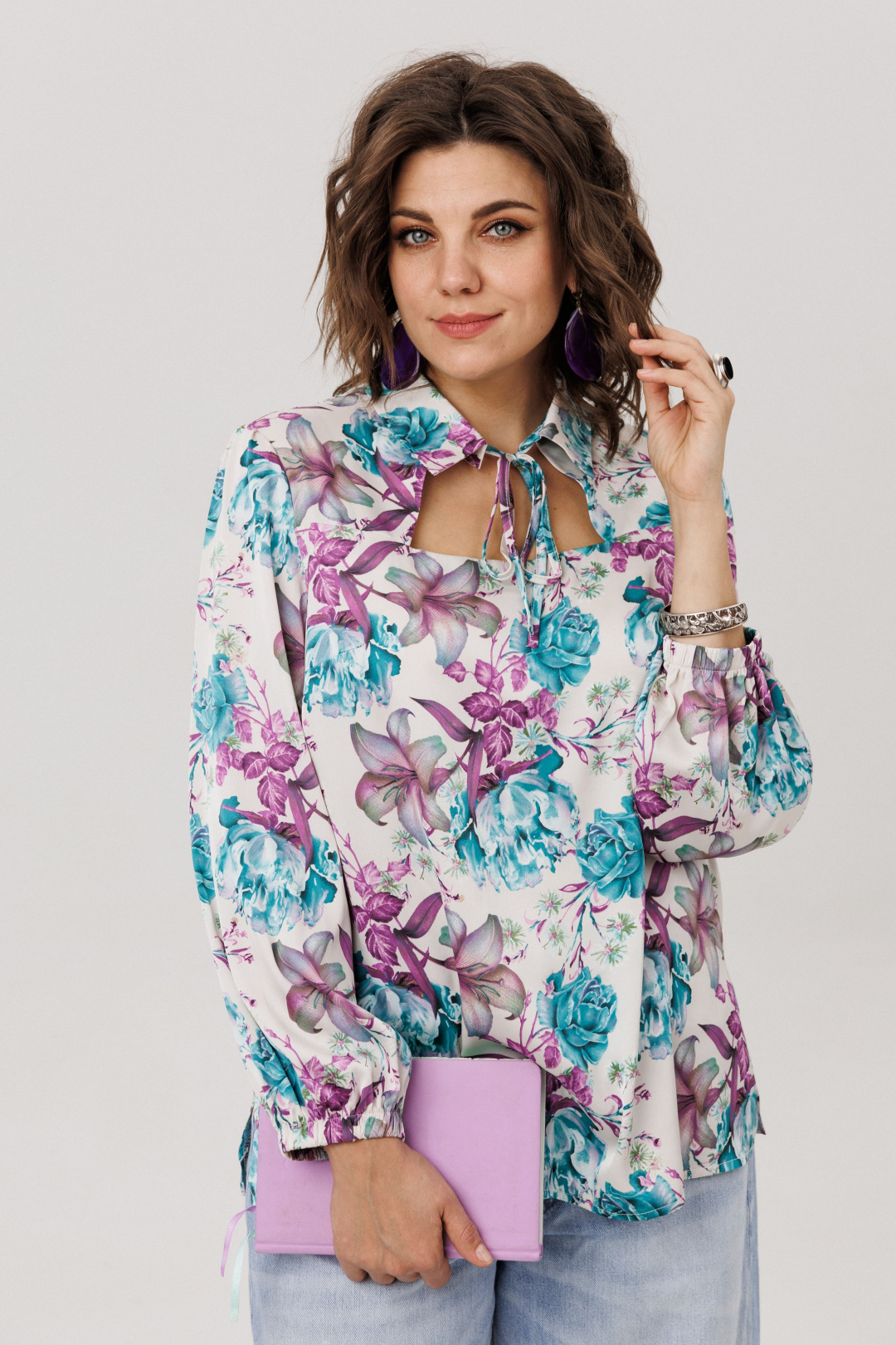 Блузка ANELLI LAUREL 1806 розы лилии пионы