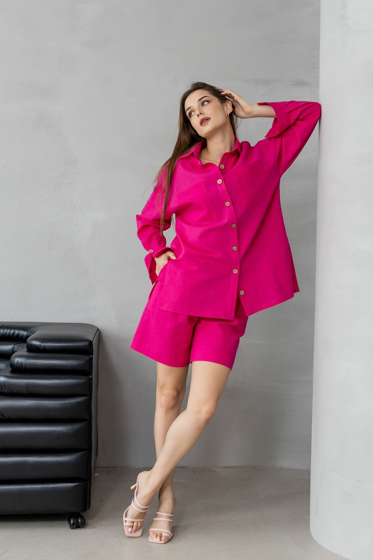 Рубашка ATELERO 1057 розовая фуксия - фото 4