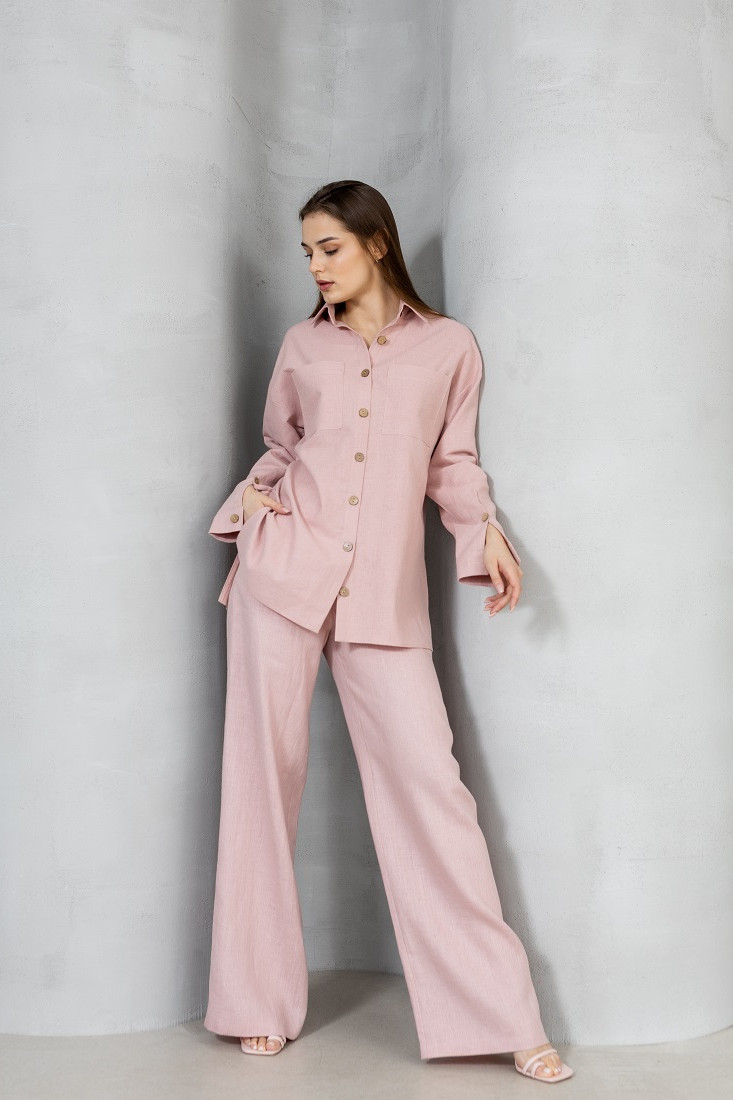 Рубашка ATELERO 1057 розовая пудра - фото 1