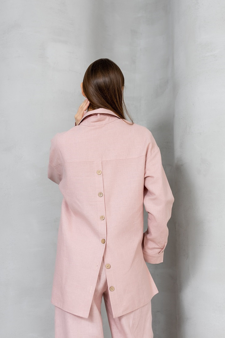 Рубашка ATELERO 1057 розовая пудра - фото 3