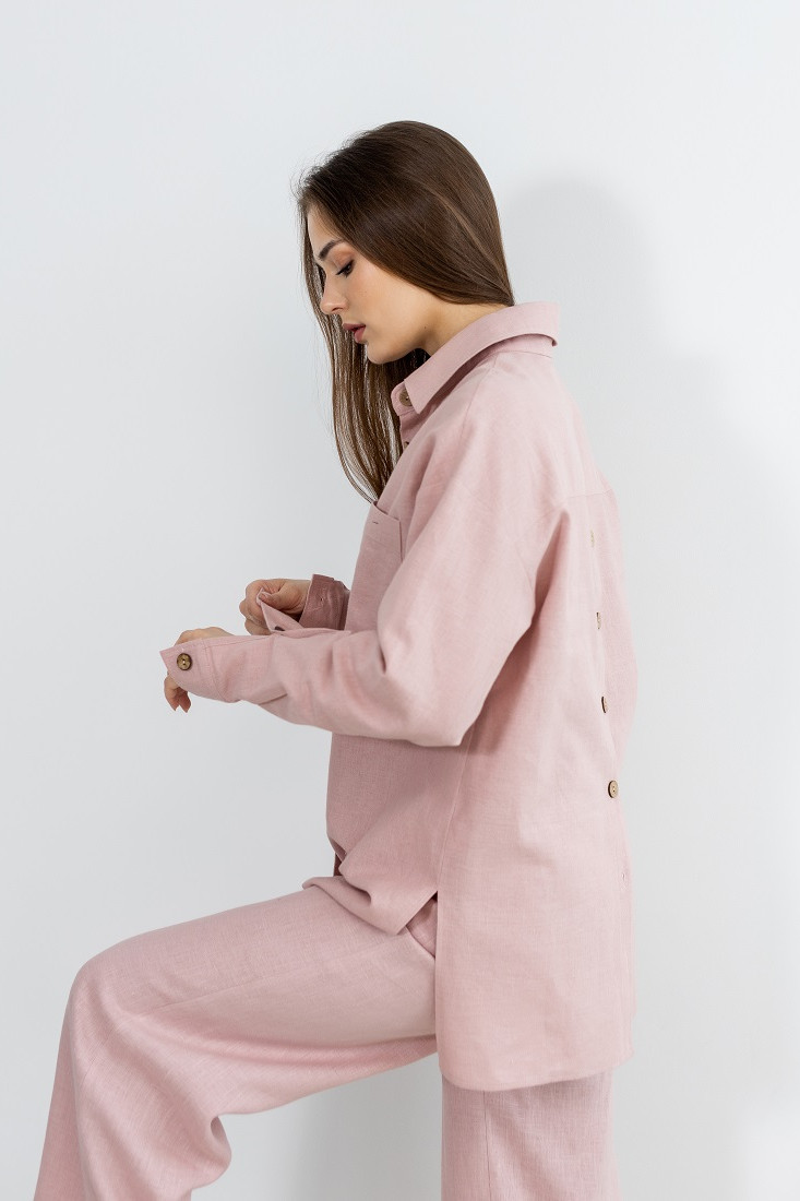 Рубашка ATELERO 1057 розовая пудра - фото 4