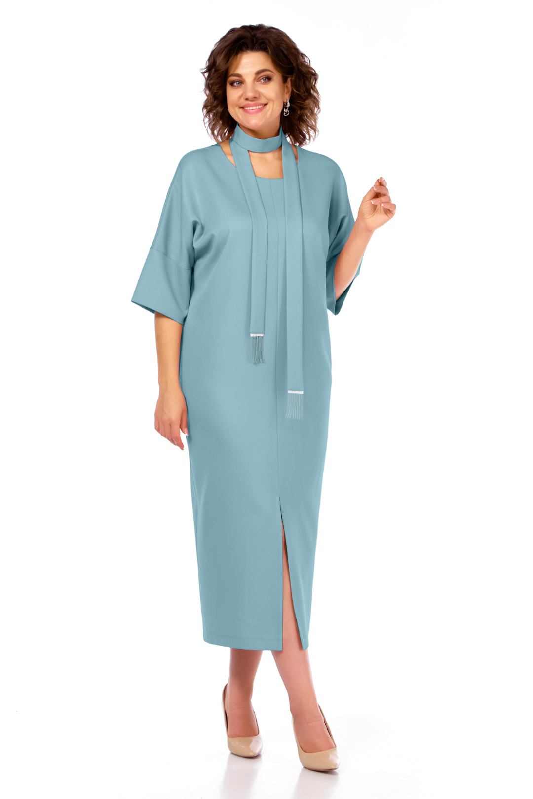 Платье БагираАнТа 1046 серо-голубой - фото 1