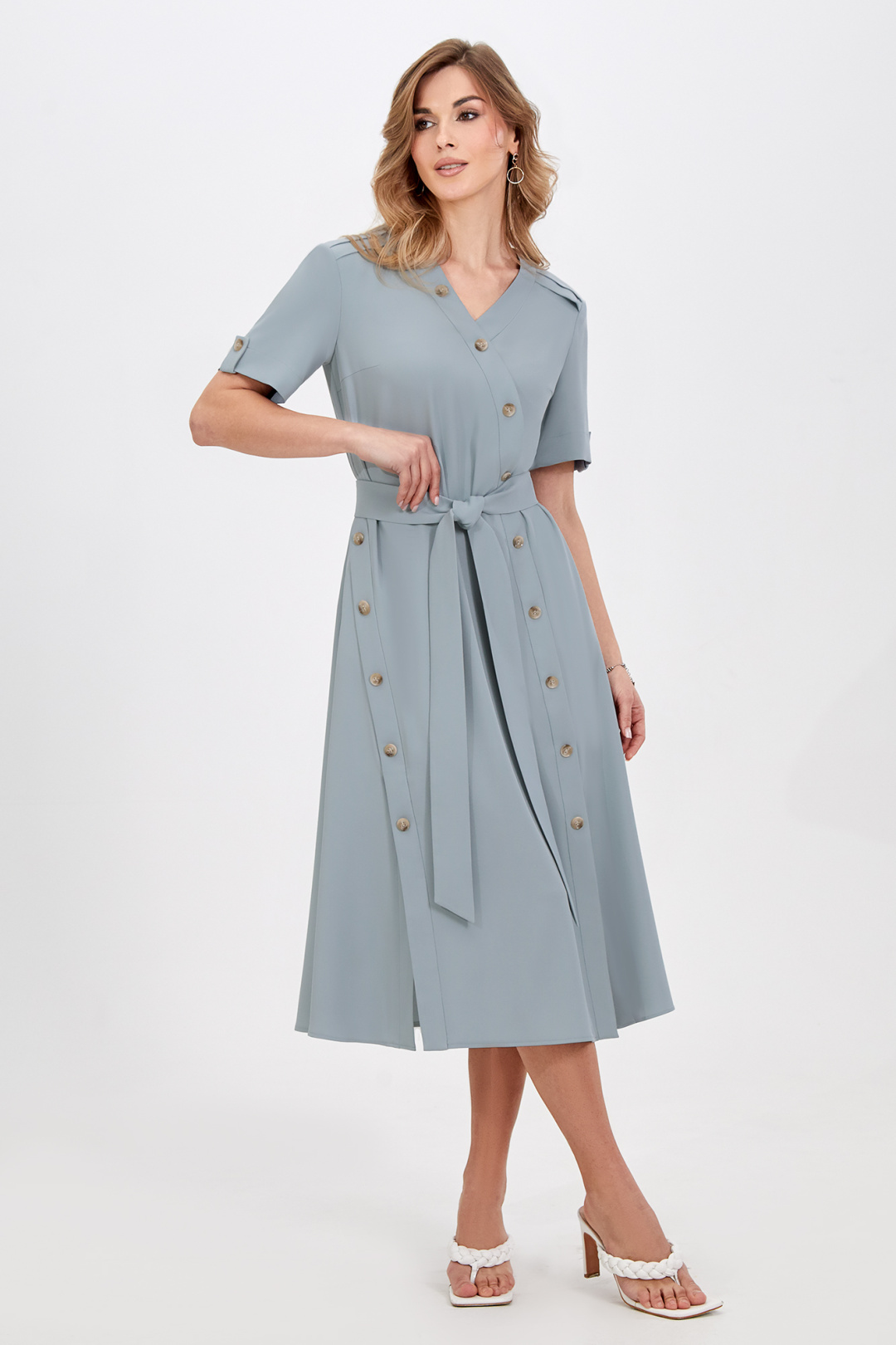 Платье Bazalini 5034 серо-голубой - фото 1
