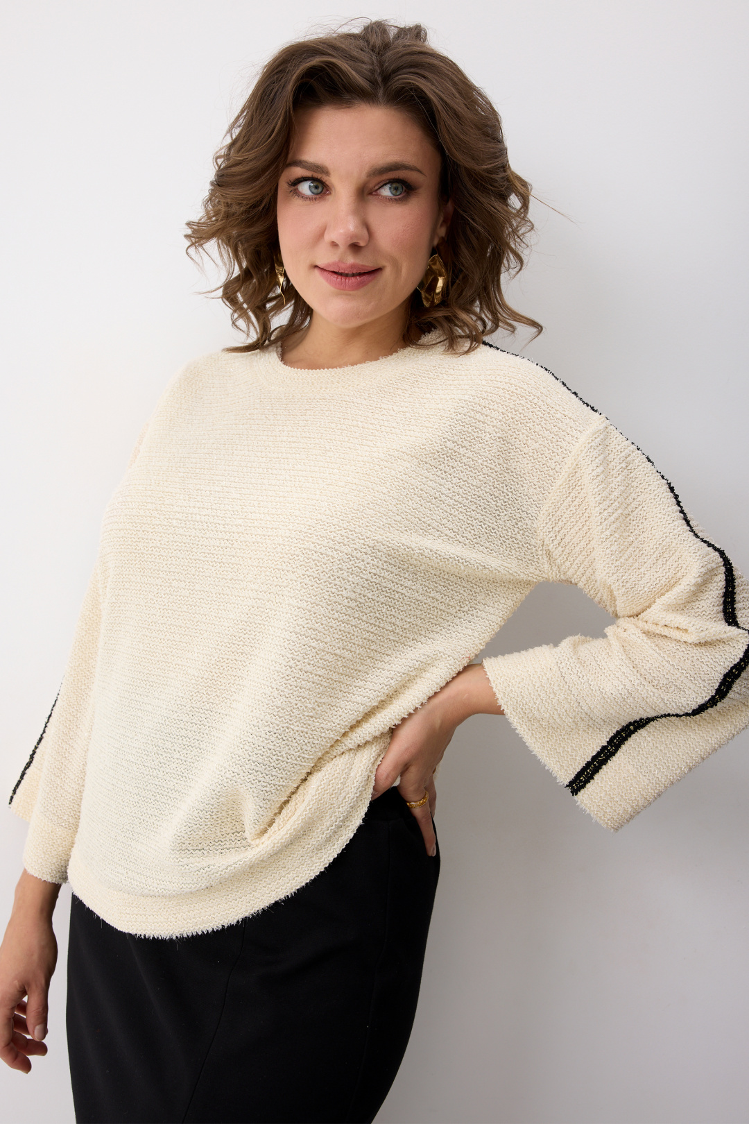Джемпер BegiModa 4149 топленое молоко - фото 3