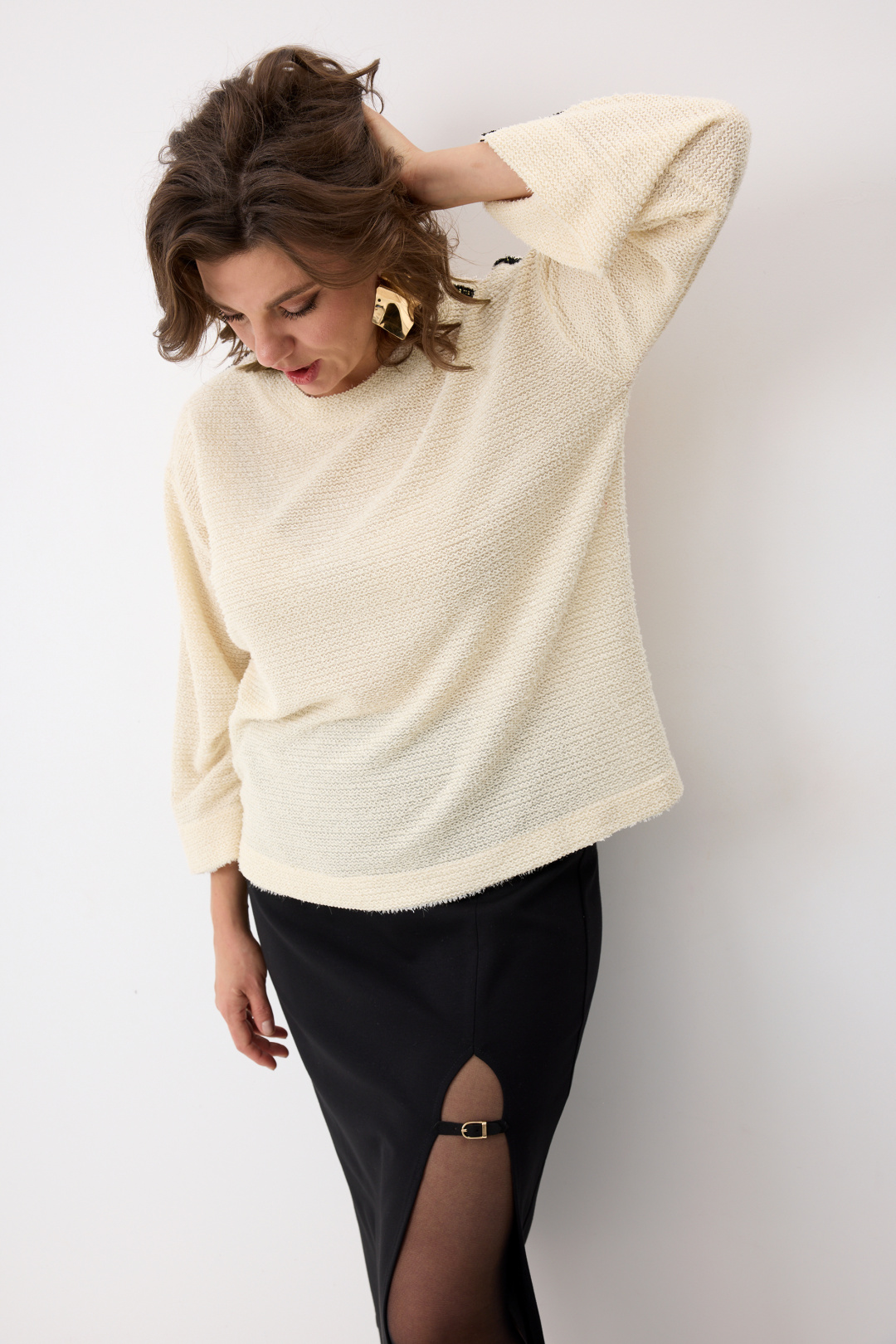 Джемпер BegiModa 4149 топленое молоко - фото 6