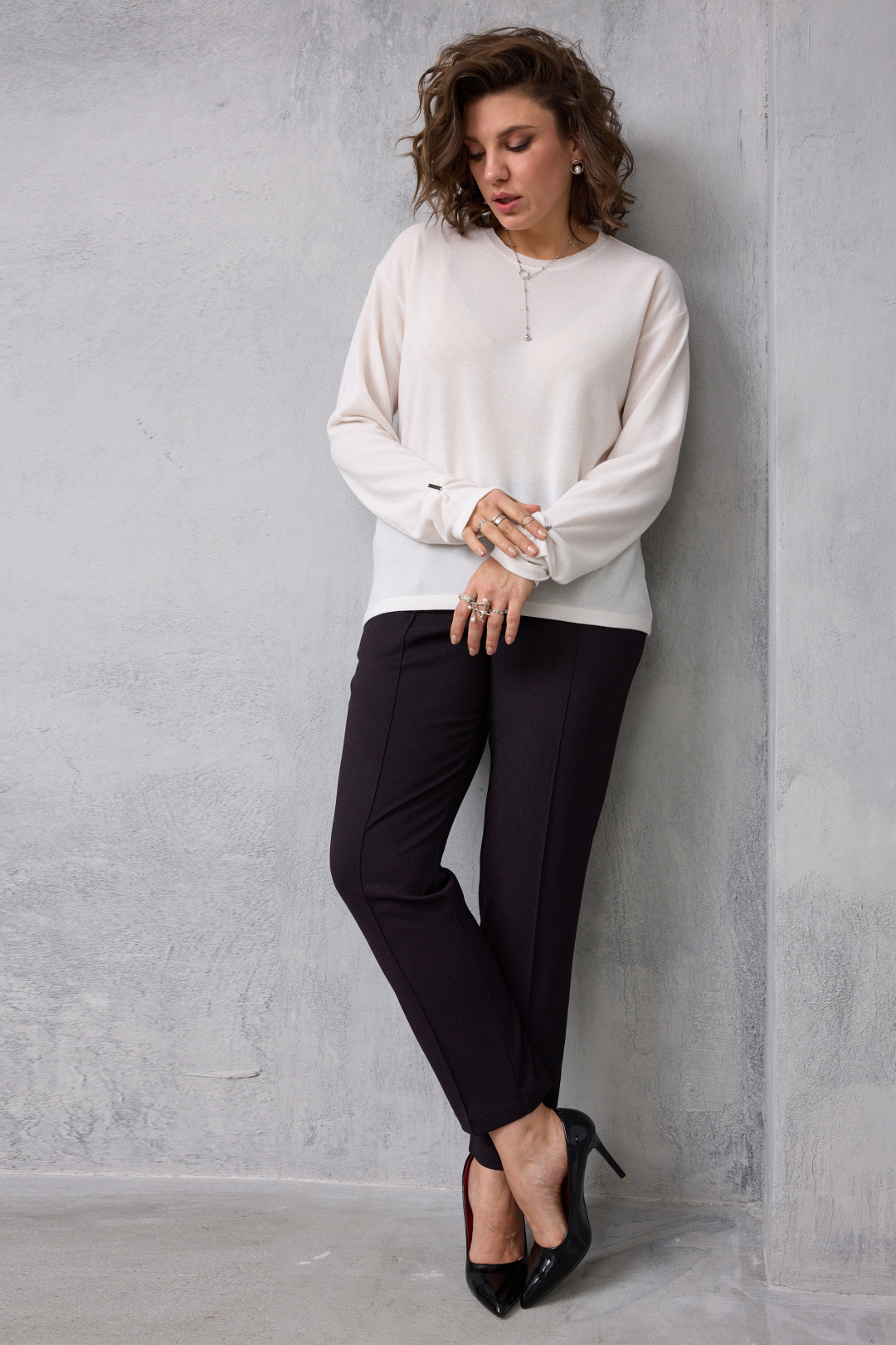 Брюки BegiModa 6078 черный баклажан - фото 3