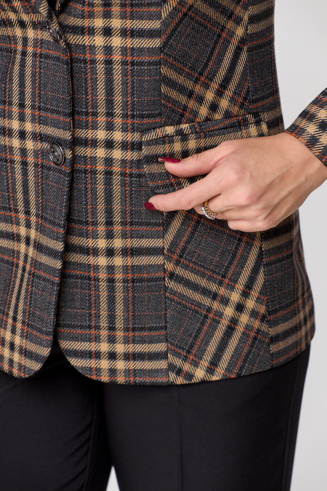 Жакет БелЭльСтиль 203 коричневая клетка - фото 5