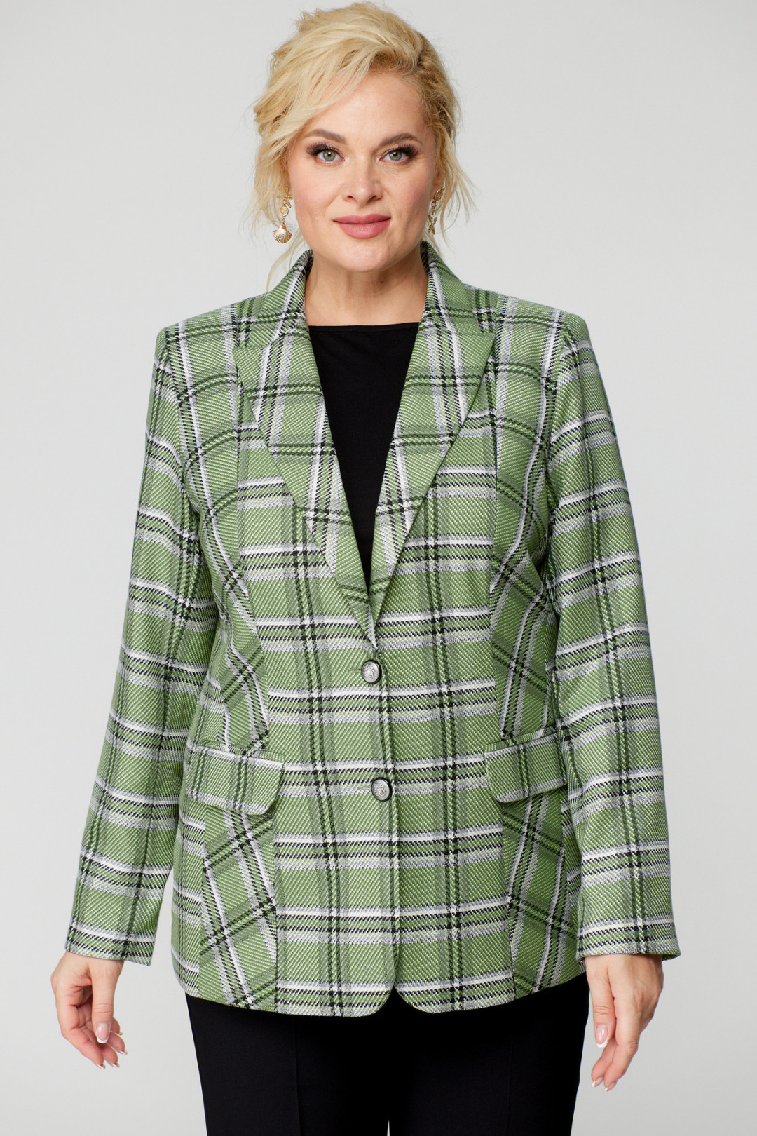 Жакет БелЭльСтиль 203 зеленая клетка - фото 1