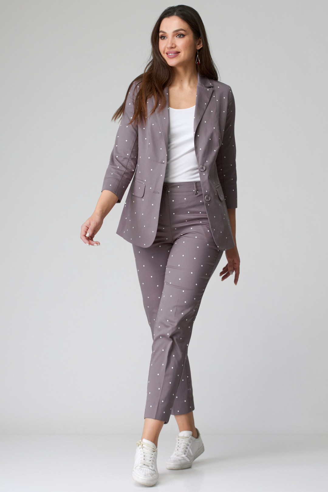 Костюм БелЭльСтиль 203+586 капучино-горох - фото 2