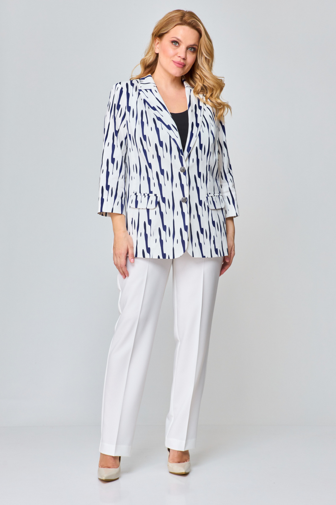 Костюм БелЭльСтиль 203+596 молочно-синий - фото 2