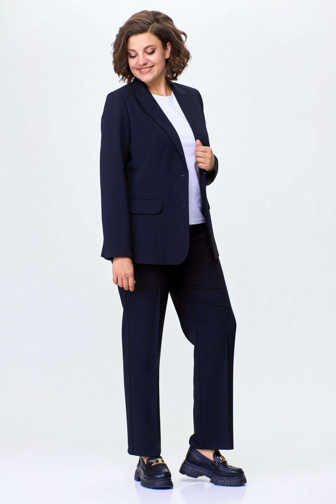 Костюм БелЭльСтиль 203+596 темно-синий однотон - фото 5
