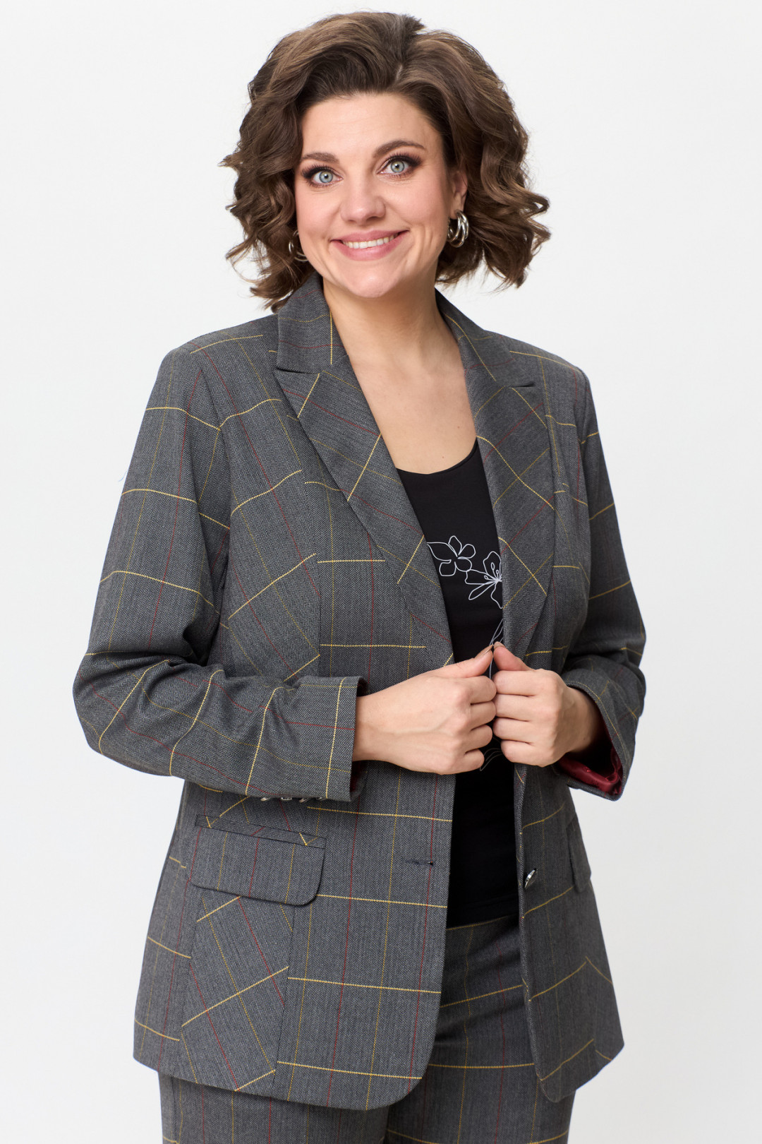 Костюм БелЭльСтиль 205+596 серая клетка - фото 2