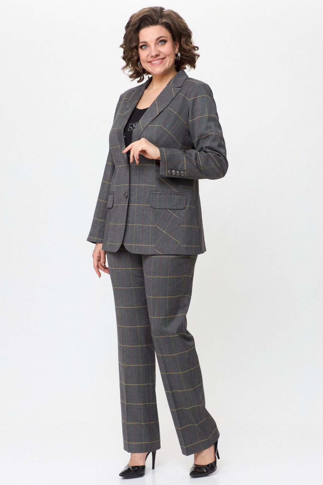 Костюм БелЭльСтиль 205+596 серая клетка - фото 4