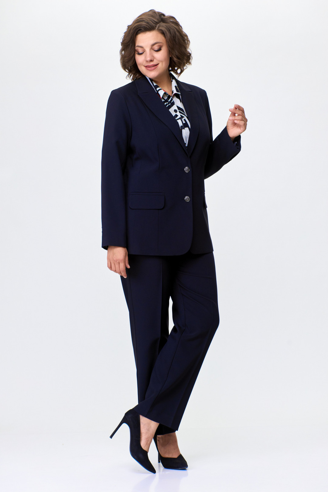Костюм БелЭльСтиль 205+596 темно-синий однотон - фото 4