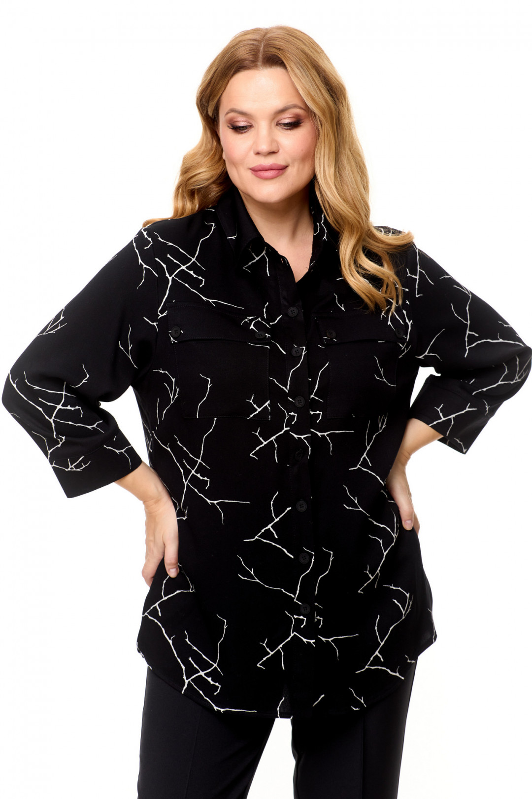Блузка БелЭльСтиль 408 черный - фото 2