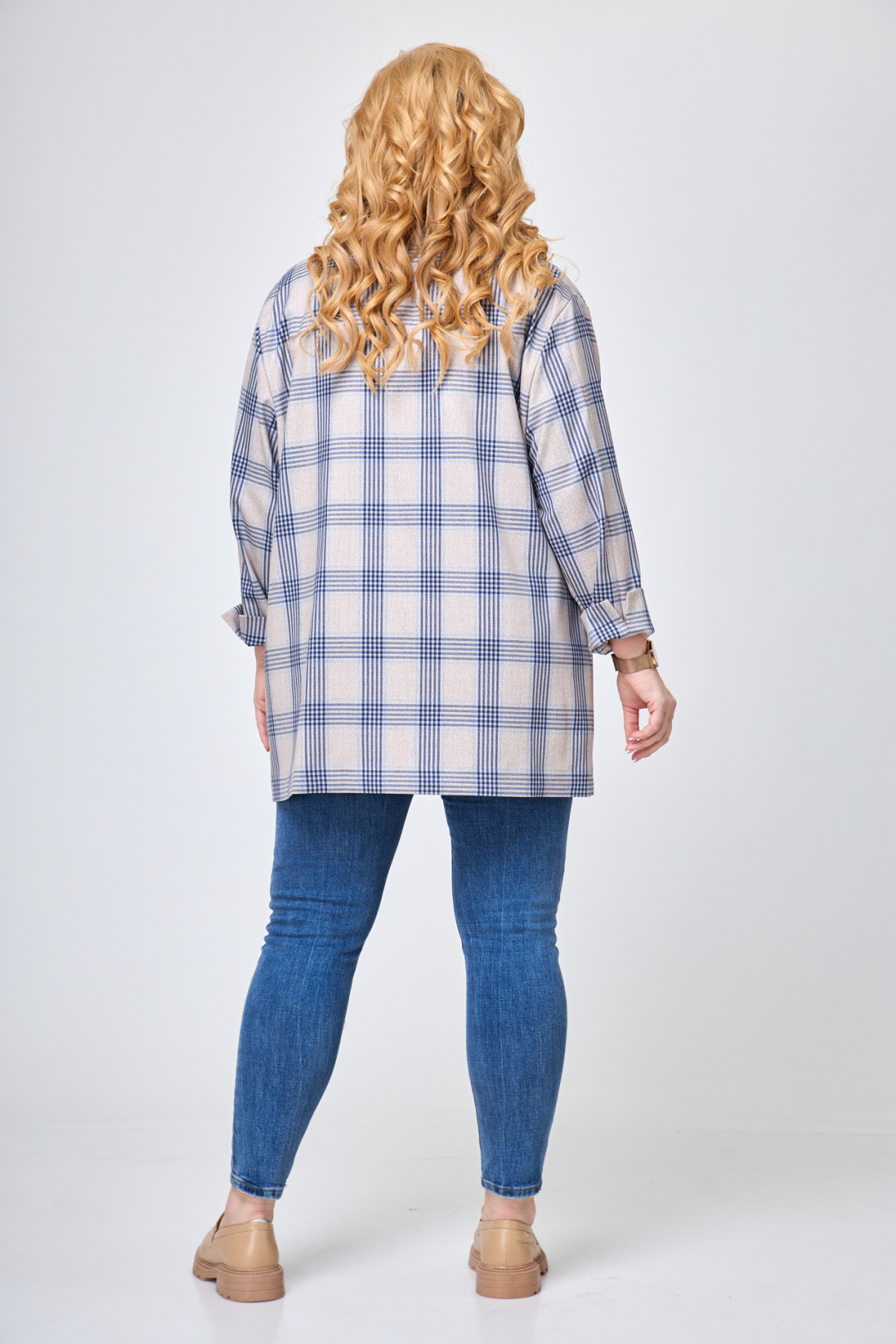 Жакет БелЭльСтиль 409 голубая клетка - фото 4