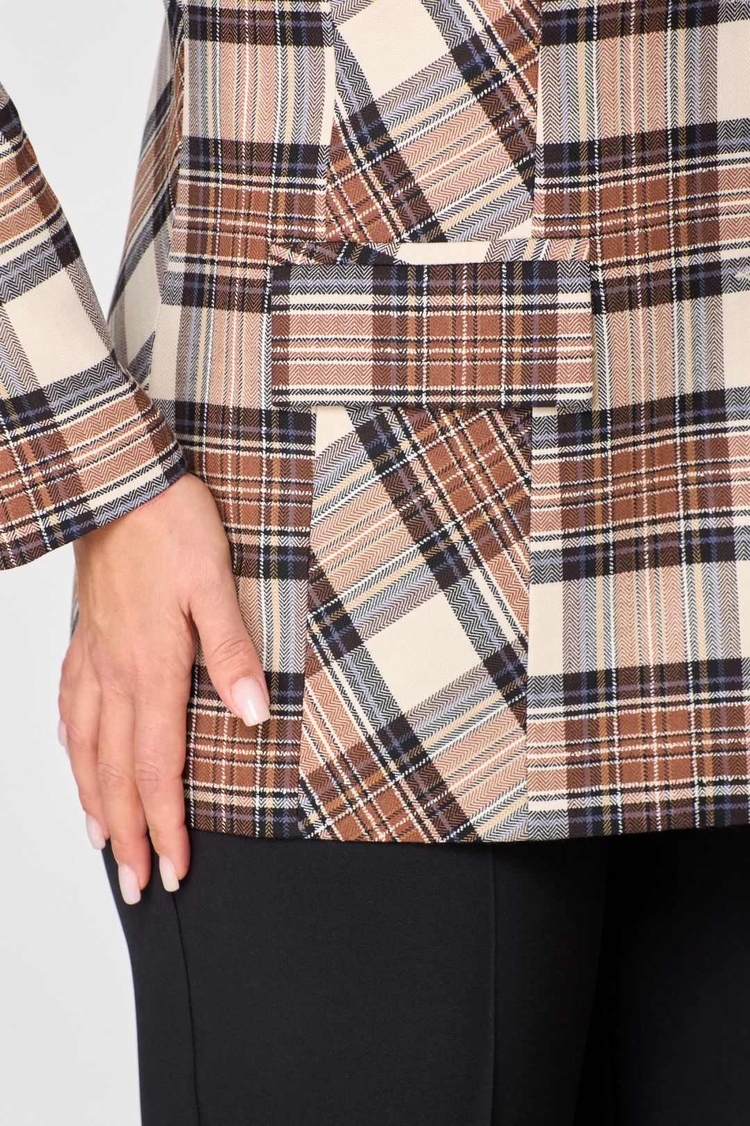 Жакет БелЭльСтиль 412 коричнево-бежевая клетка - фото 5