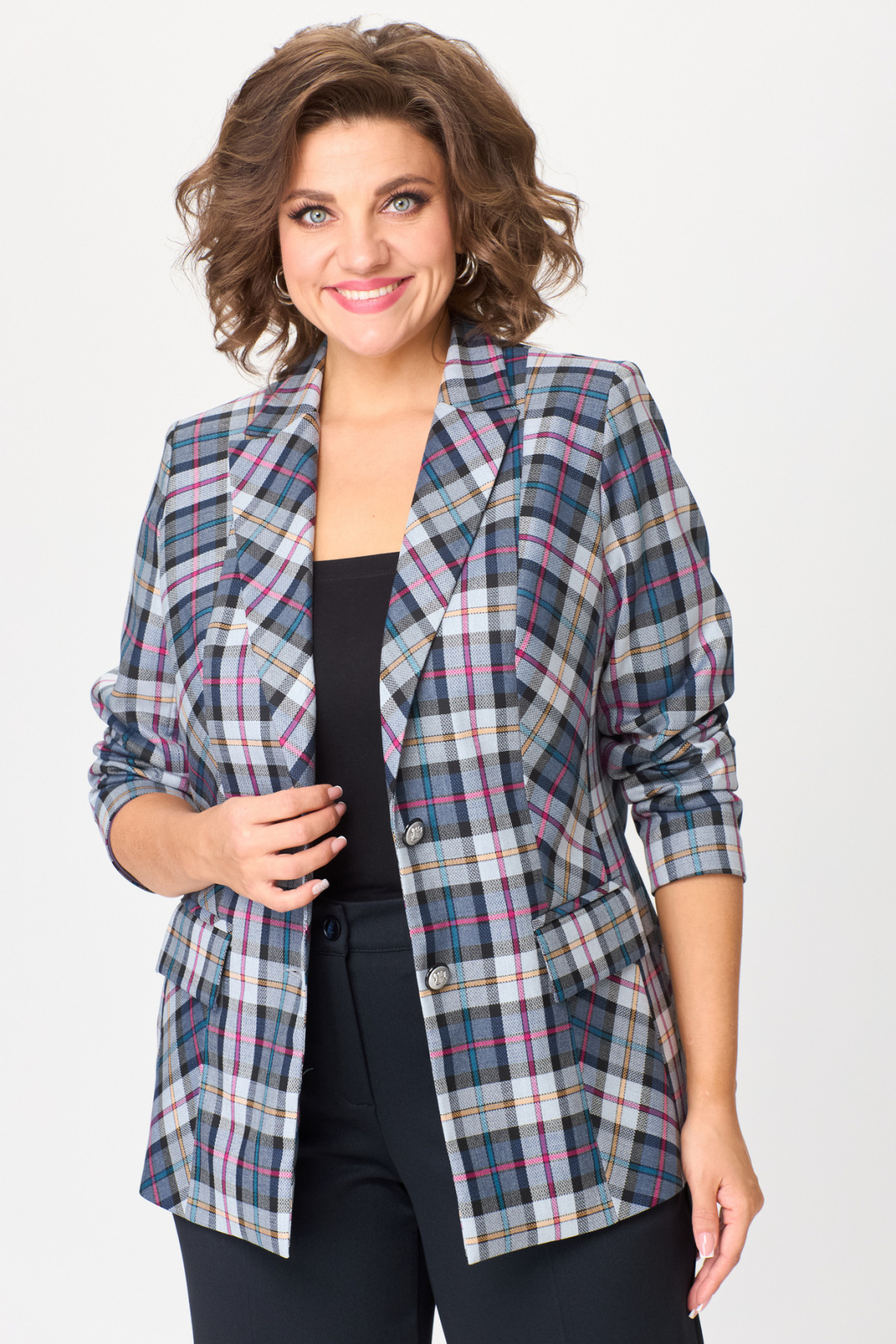 Жакет БелЭльСтиль 412 синяя клетка - фото 4