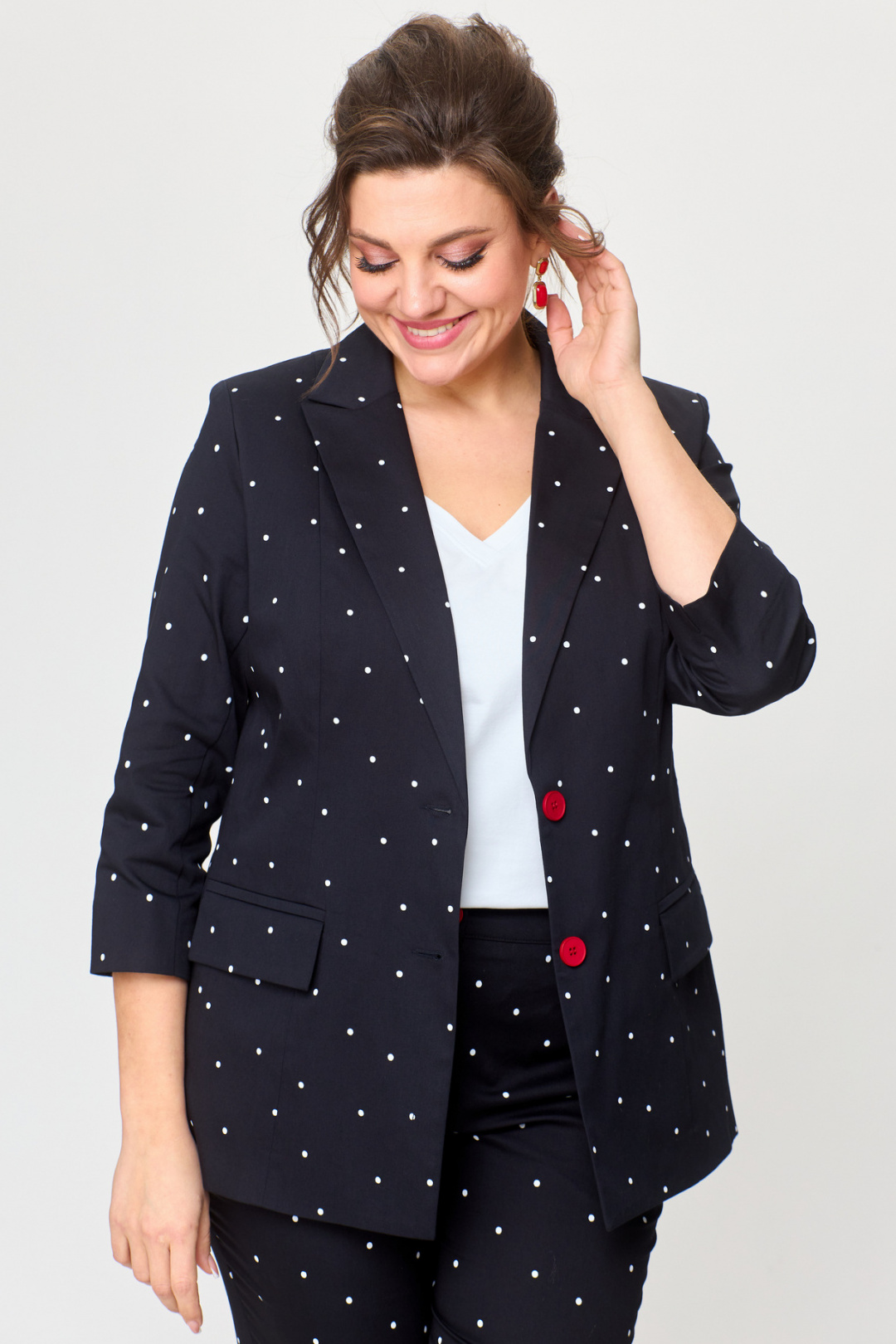 Костюм БелЭльСтиль 412+586 черный горох - фото 2