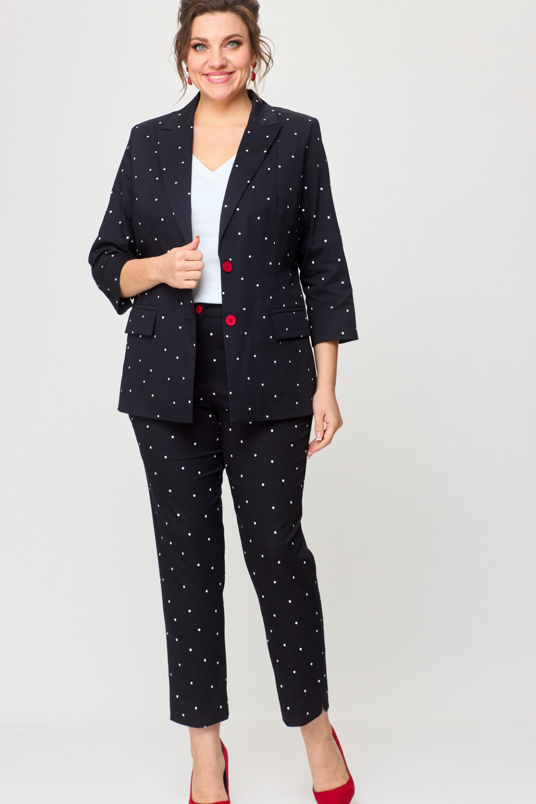 Костюм БелЭльСтиль 412+586 черный горох - фото 1