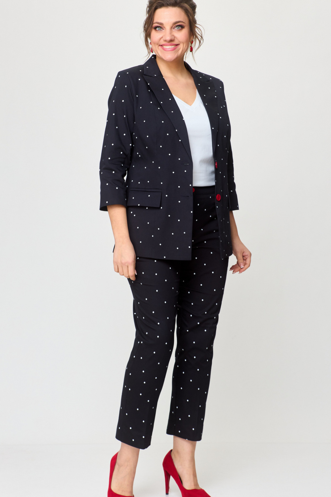 Костюм БелЭльСтиль 412+586 черный горох - фото 4