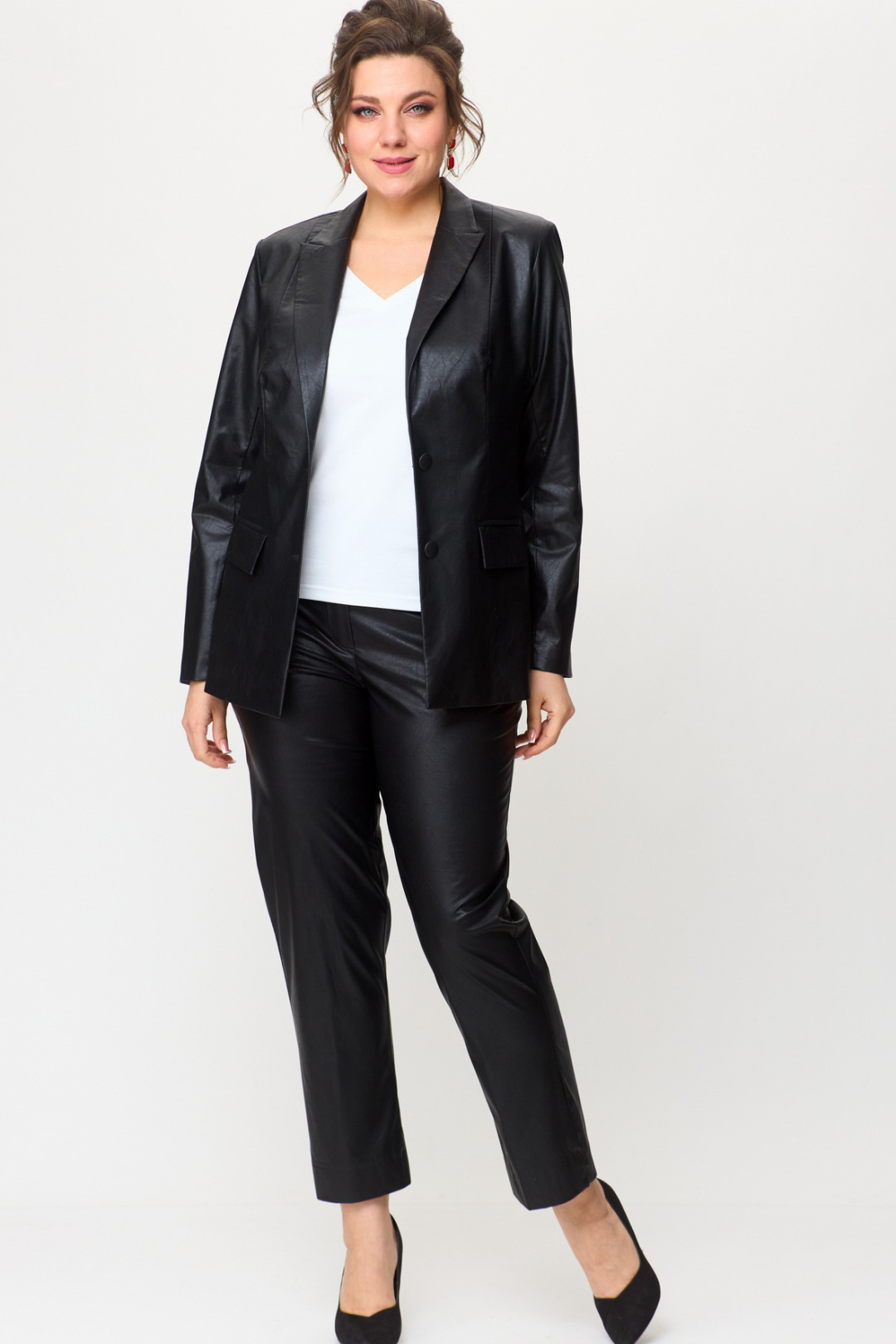 Костюм БелЭльСтиль 412+586 кожа черная - фото 1