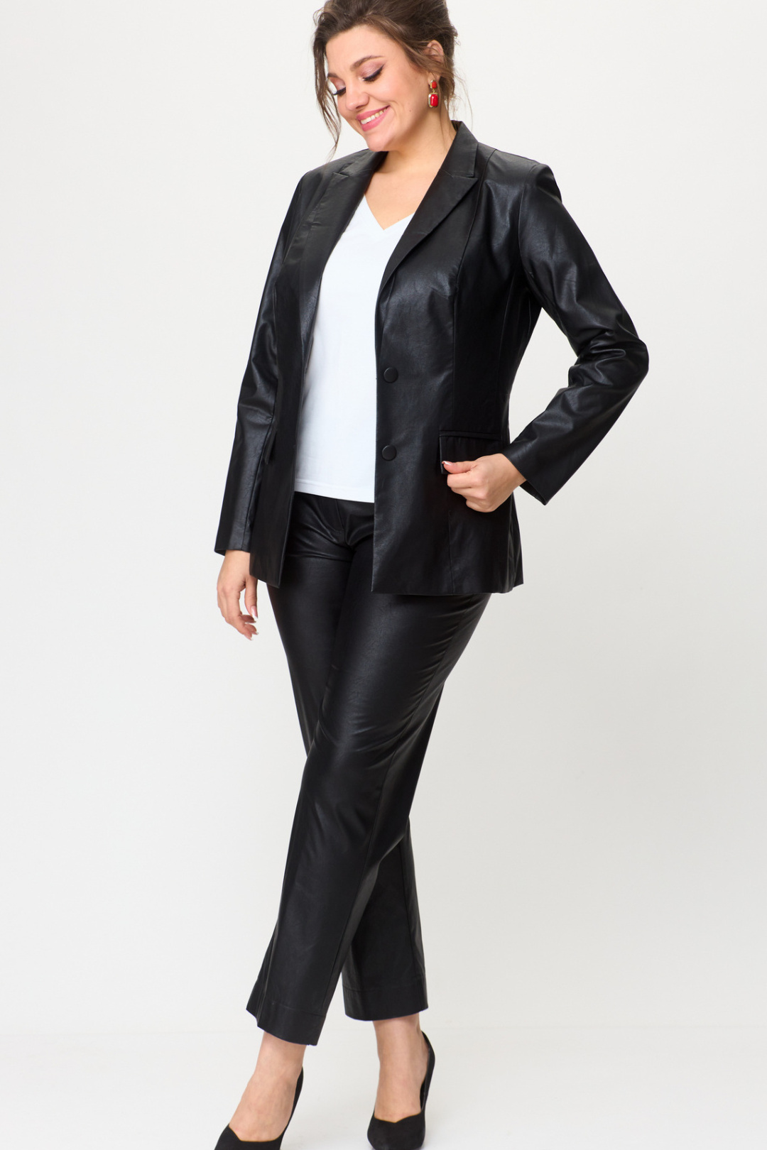 Костюм БелЭльСтиль 412+586 кожа черная - фото 2