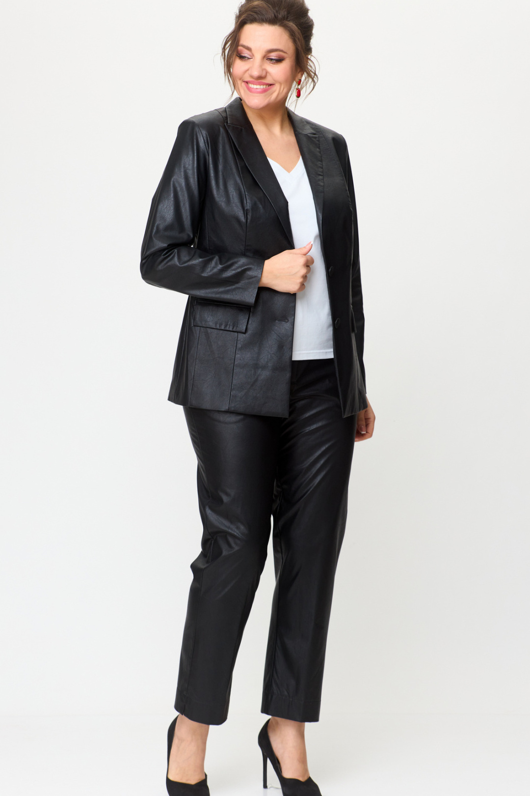 Костюм БелЭльСтиль 412+586 кожа черная - фото 3