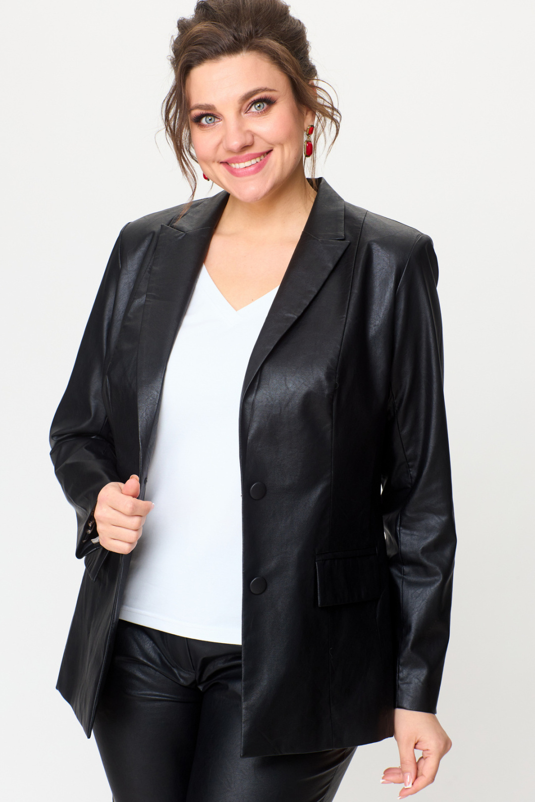 Костюм БелЭльСтиль 412+586 кожа черная - фото 4