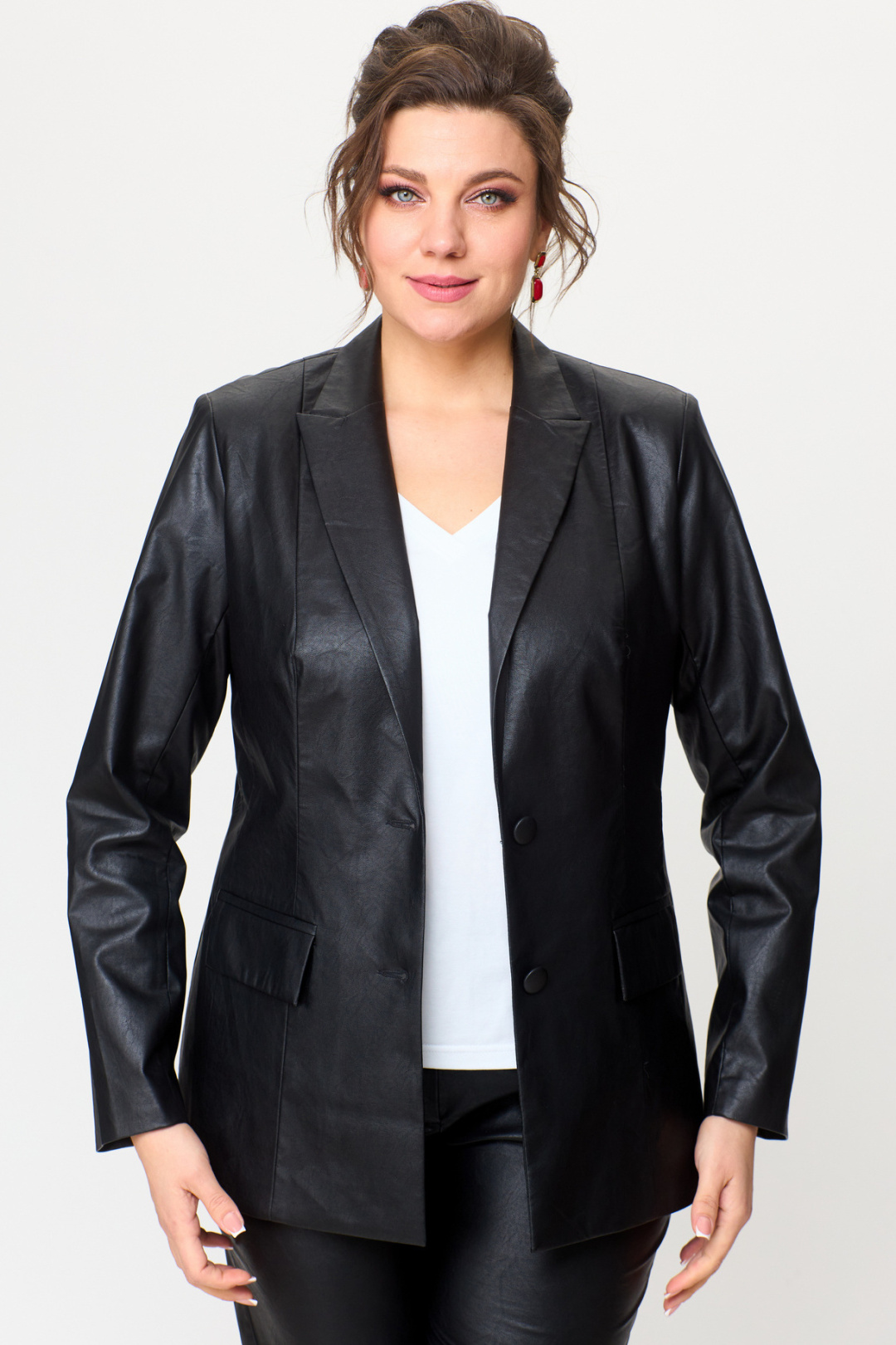 Костюм БелЭльСтиль 412+586 кожа черная - фото 5