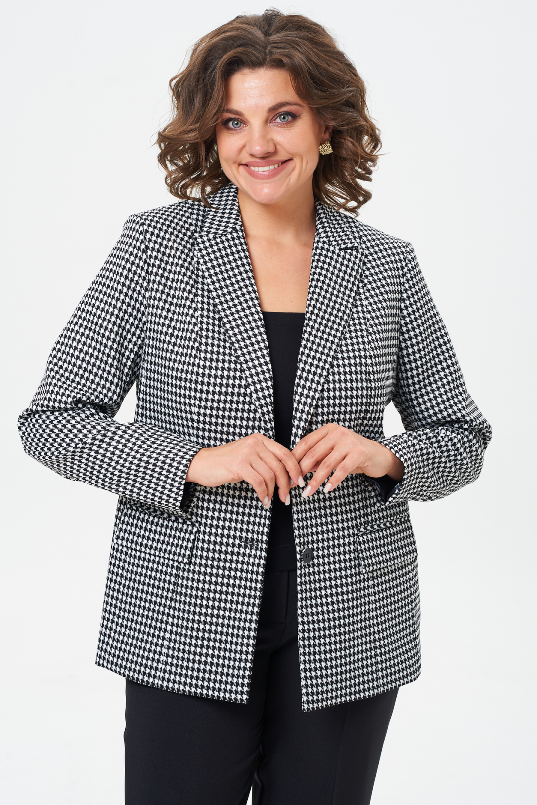 Костюм БелЭльСтиль 412+596 черный гусек+черный однотон