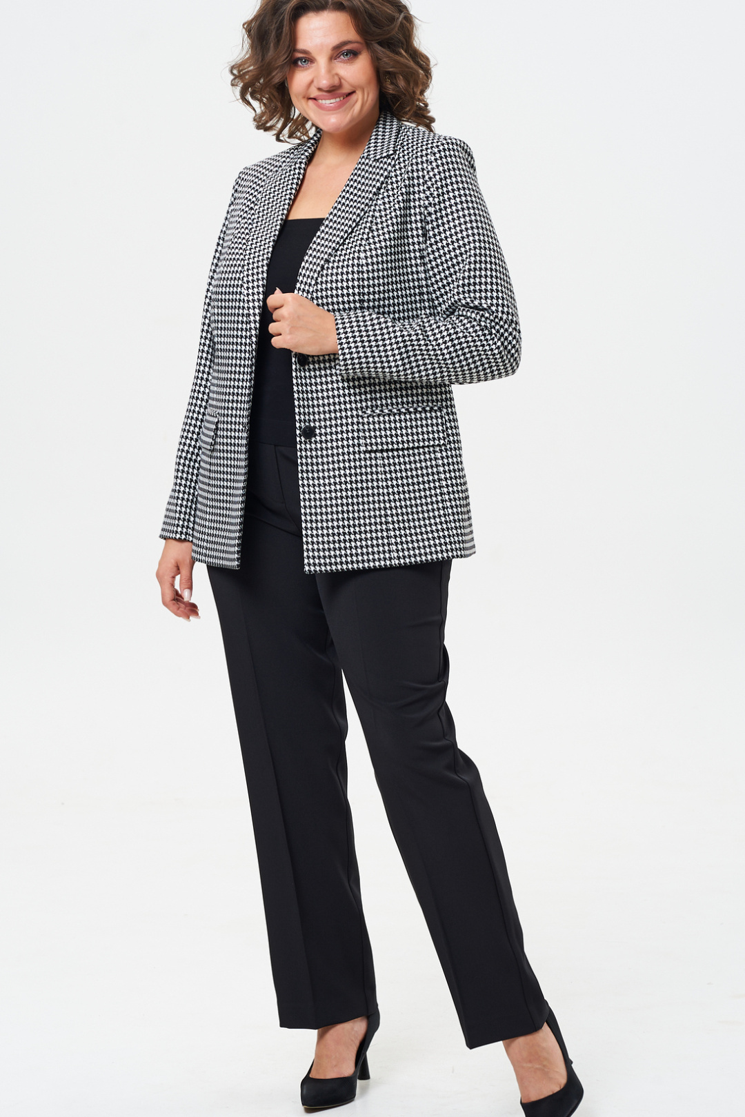 Костюм БелЭльСтиль 412+596 черный гусек+черный однотон